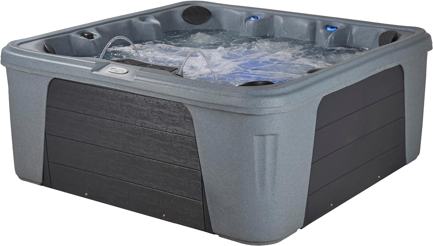 Palm Beach 6-7 Person 30-Jet 82-Port Non-Lounger Outdoor Plug & Play Hot Tub Spa with LED Lighting, Digital Control, Ice Bucket, Stainless Steel Heater, Ozonator, Insulated Cover and Headrests Included