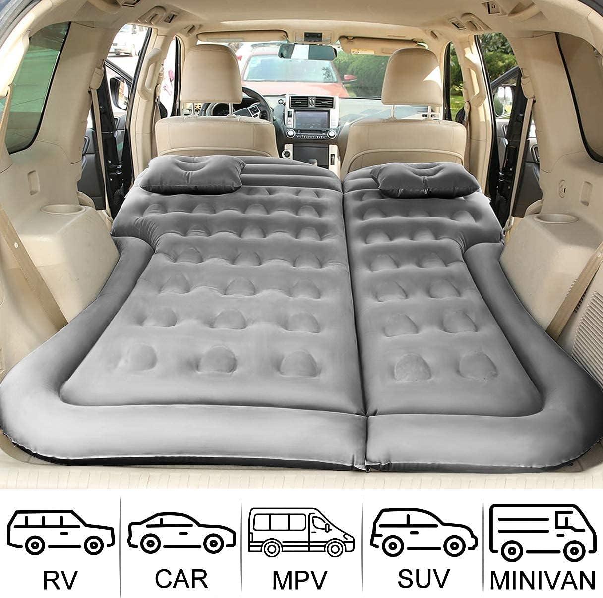 Gray Inflatable SUV Air Mattress with Pump and Pillows