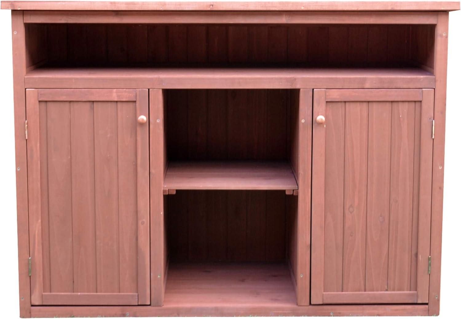 Medium Brown Solid Wood Display and Hideaway Storage Cabinet