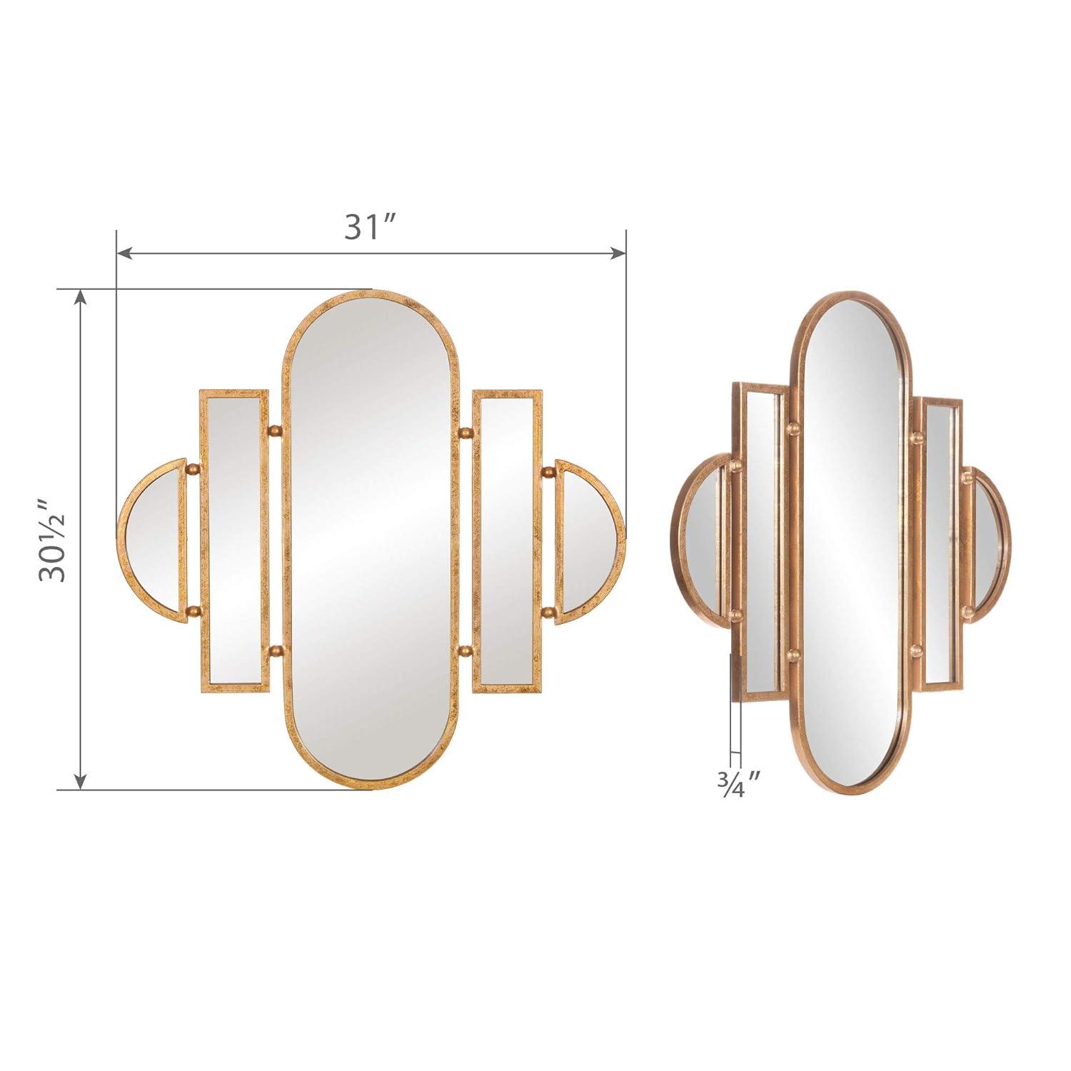 Patton Wall Decor 30x31 Antique Gold Geometric Oval Vanity Wall Mirror
