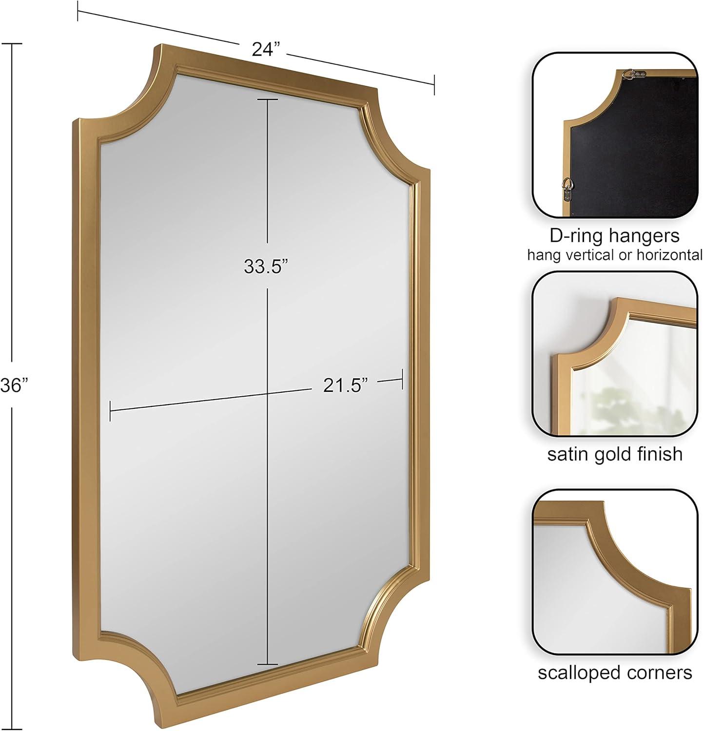 Kate and Laurel Hogan Wood Framed Mirror with Scallop Corners