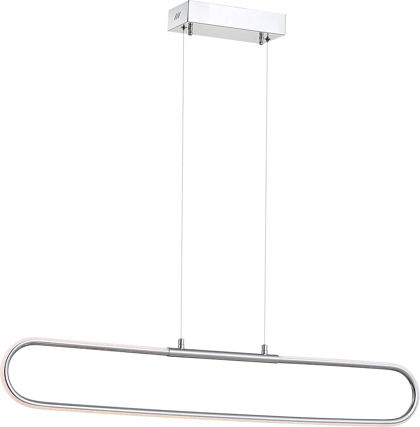 Ned Minimalistic 39" Chrome LED Linear Pendant with Adjustable Height