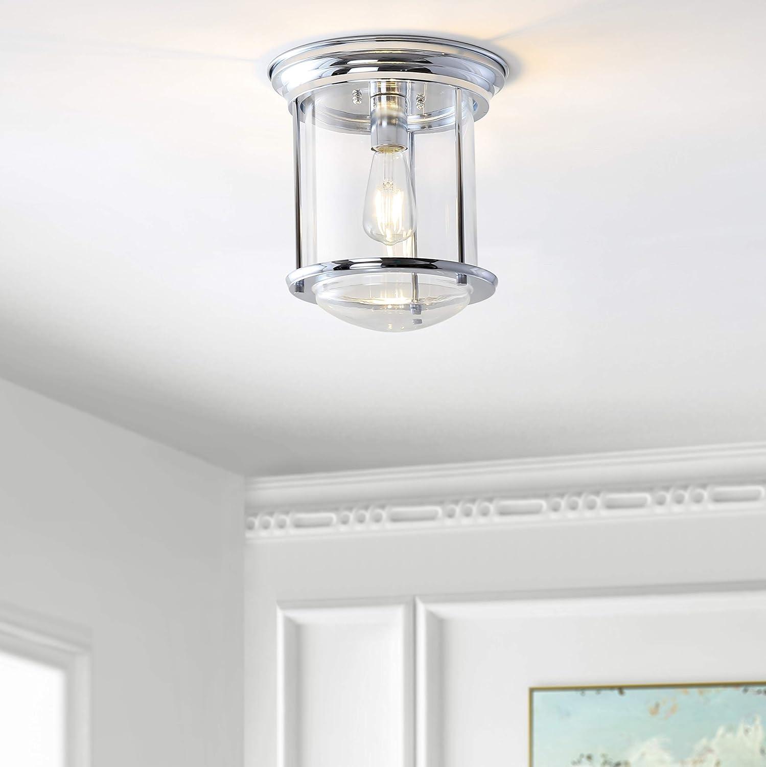 JONATHAN Y JYL7440C Savannah 10.25" Metal/Glass LED Flush Mount, Traditional,Transitional, Dimmable, 2700K Cozy Warm Light Kitchen,Hallway,Bathroom,Stairwell, Chrome