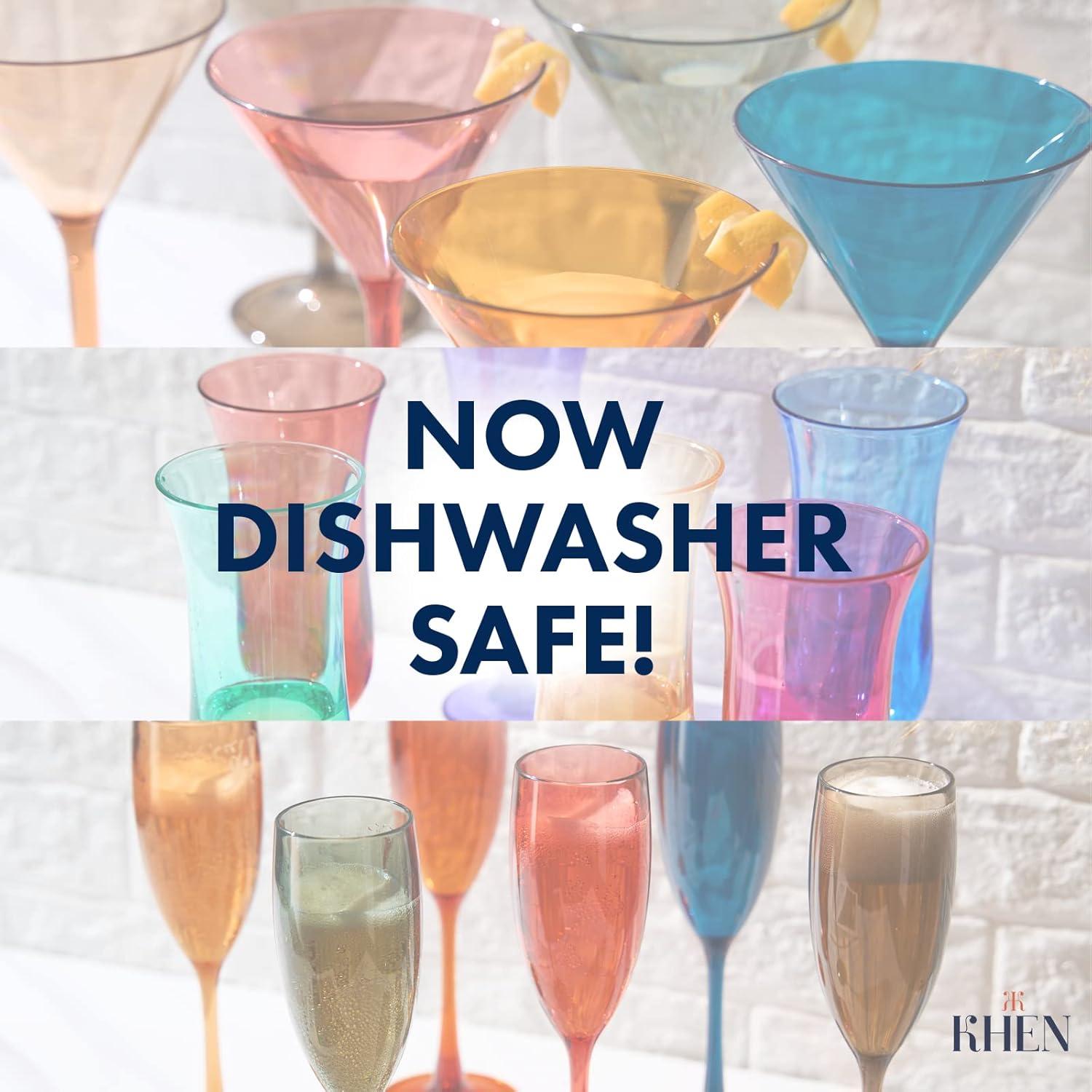 European Style Plastic Crystal Unbreakable Stemless Wine Glasses | Set of 6 | Acrylic Glasses Tritan Drinkware Bright Color Shatterproof BPA-free, Reusable, Outdoor, Pool, Indoor, Hand Wash 15oz Gift