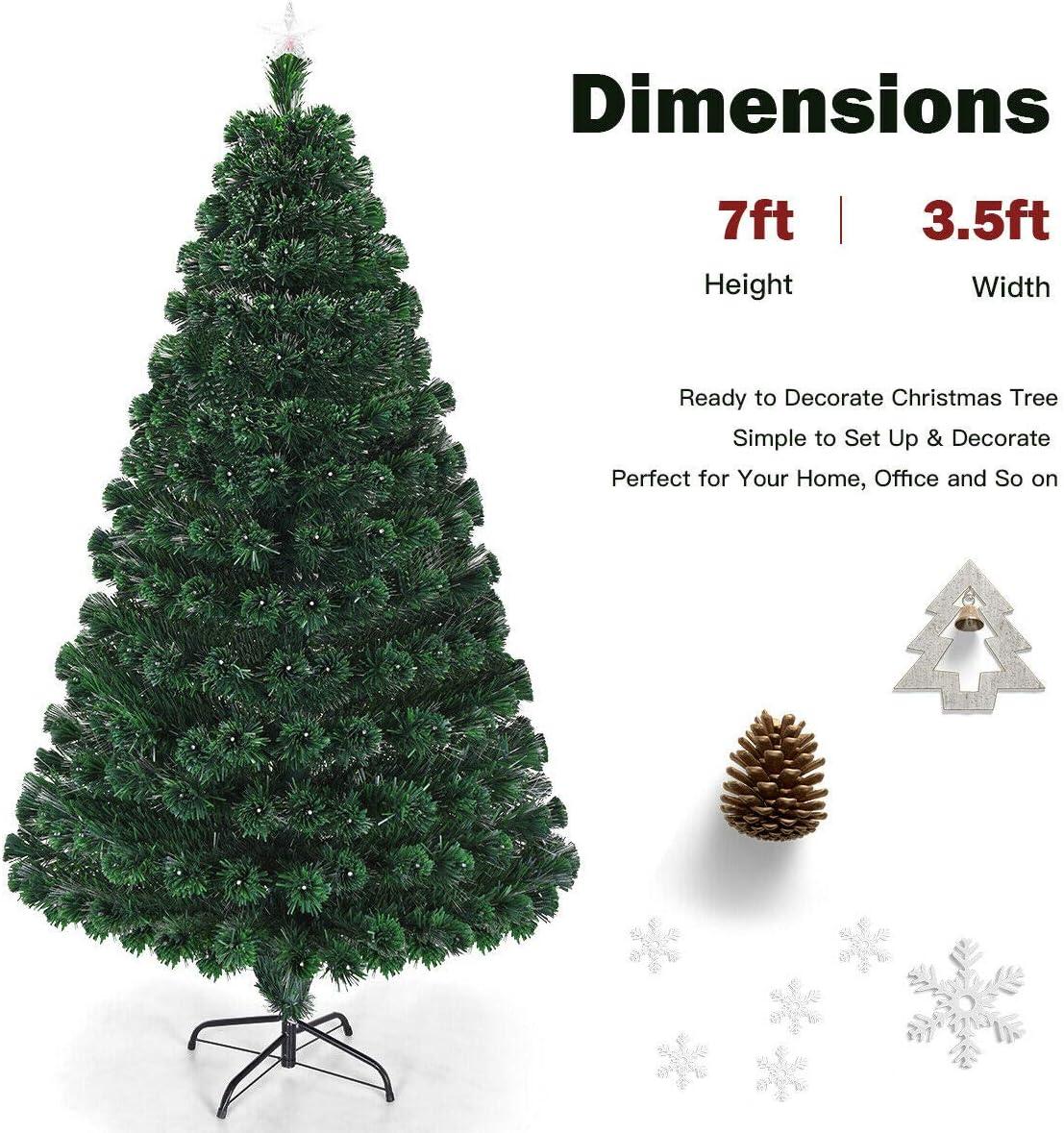 7ft Multi-Color Fiber Optic Prelit Christmas Tree with Metal Stand