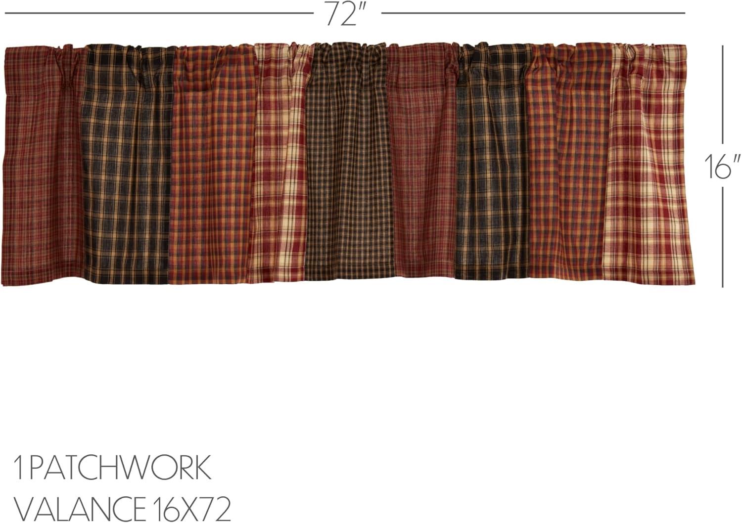 VHC Brands, Beckham, Cotton, 16x72, Patchwork Valance, Red