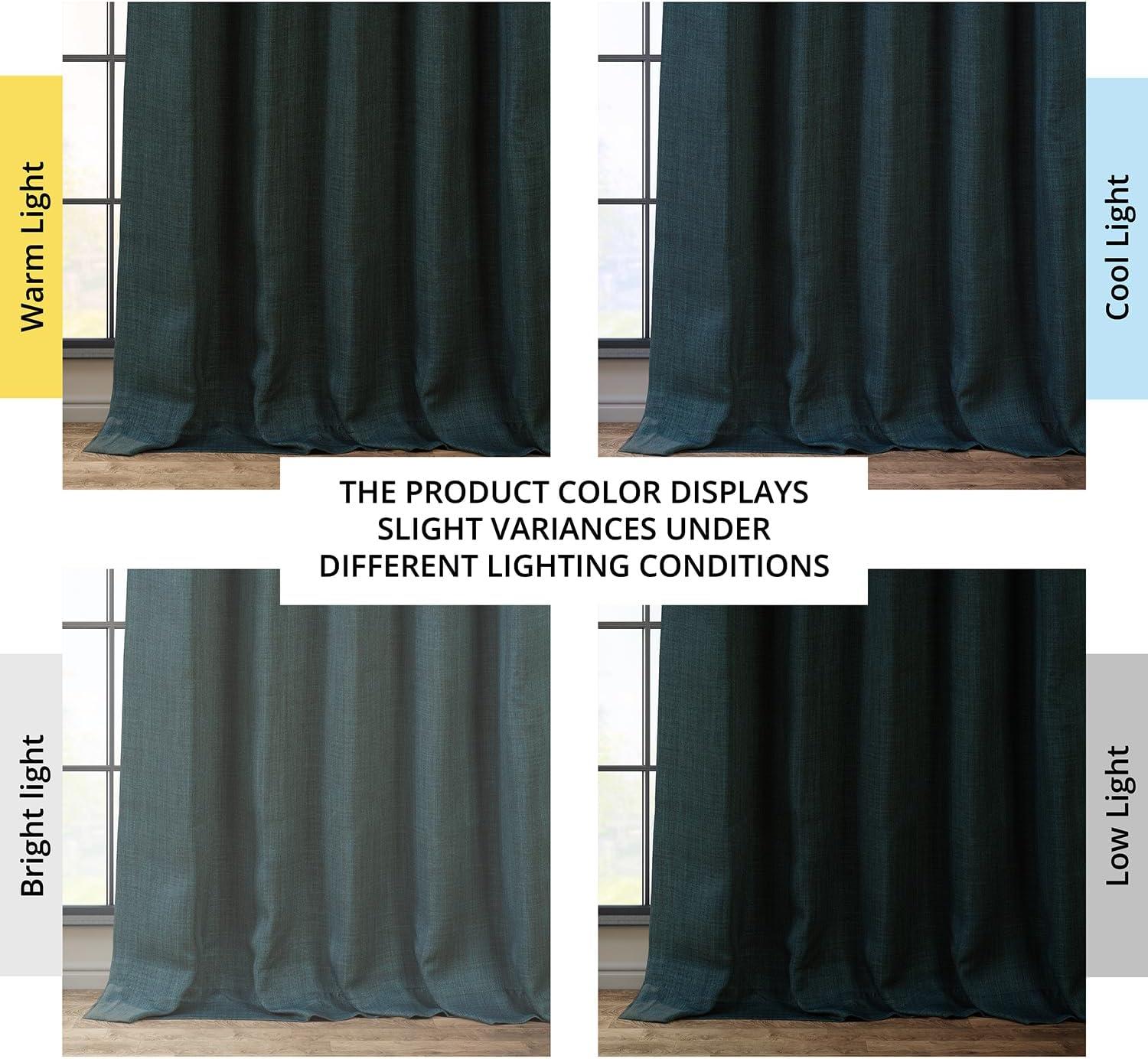 HPD Half Price Drapes Focal Green Faux Linen Room Darkening Curtains for Bedroom & Living Room Curtains (1 Panel), Door & Window Curtains 84 inches long, Rod Pocket Curtains & drapes, 50W X 84L