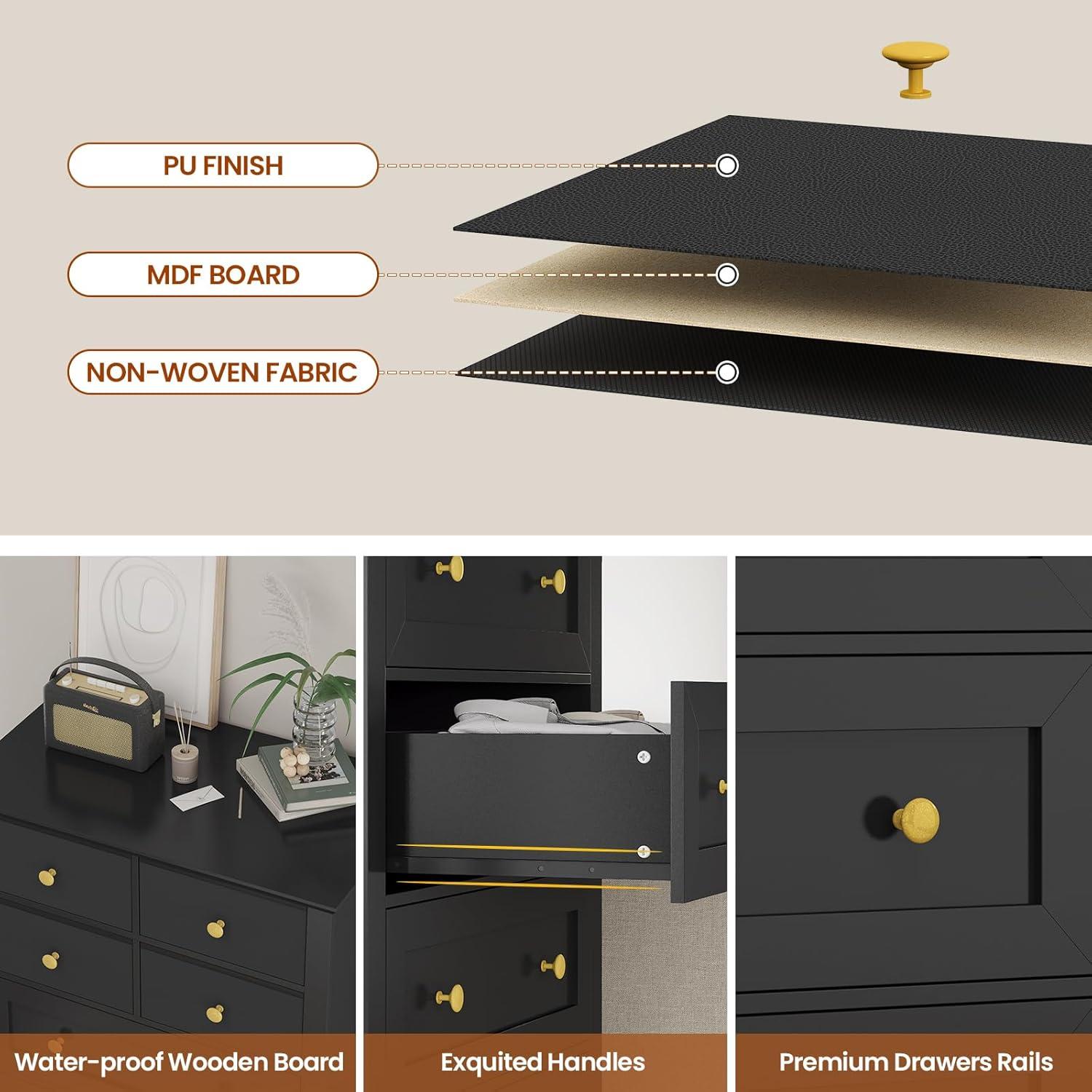 Winston Porter 8 Drawers Tall Dresser For Bedroom, Tall Dressers And Chest Of Drawers, Vertical Chest Of Drawers Dresser For Bedroom