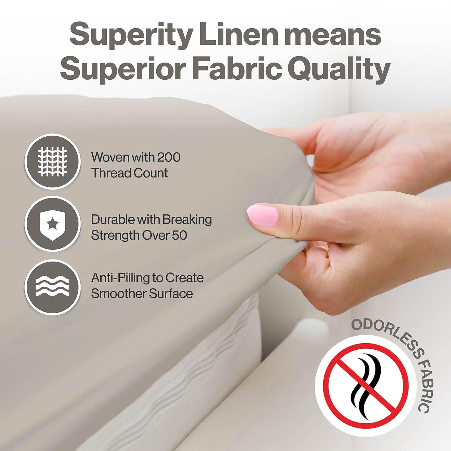 Superity Linen California King Fitted Sheet - 100% Premium Cotton - 200 Thread Count - Stone