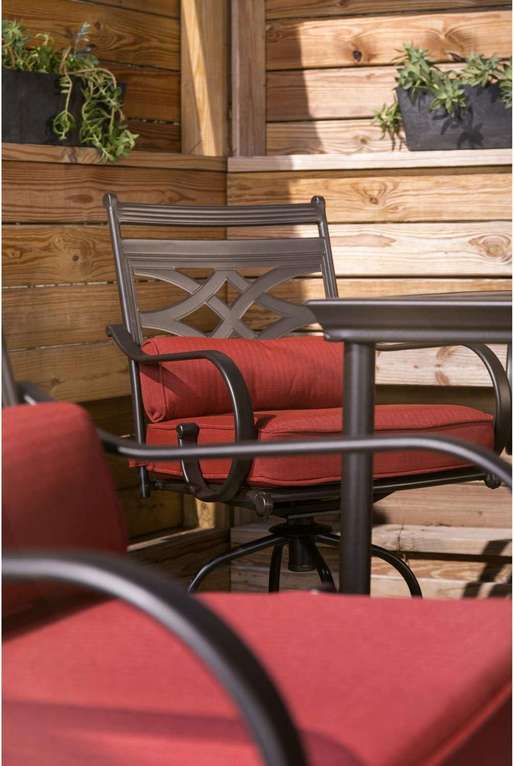 Montclair 5-Piece Steel Outdoor Dining Set with Chili Red Cushions