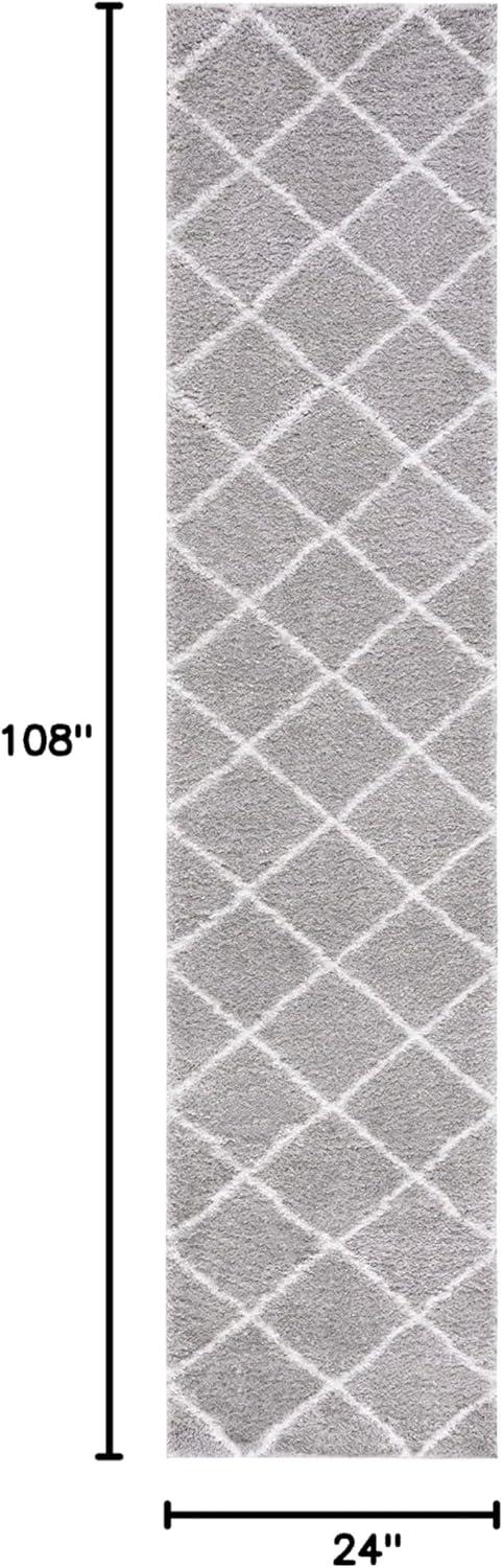 Tahoe Shag THO676 Power Loomed Indoor Runner Rug - Grey/White - 2'x9' - Safavieh