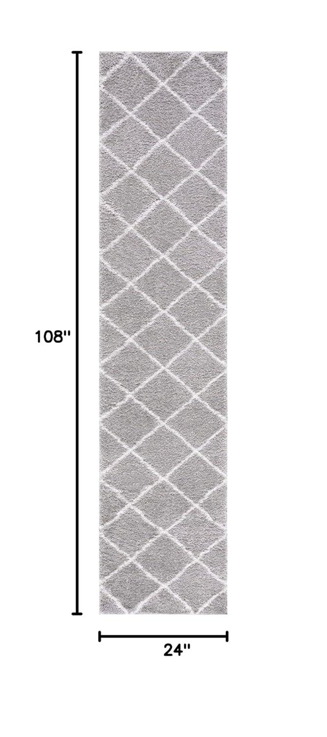 Tahoe Shag THO676 Power Loomed Indoor Runner Rug - Grey/White - 2'x9' - Safavieh