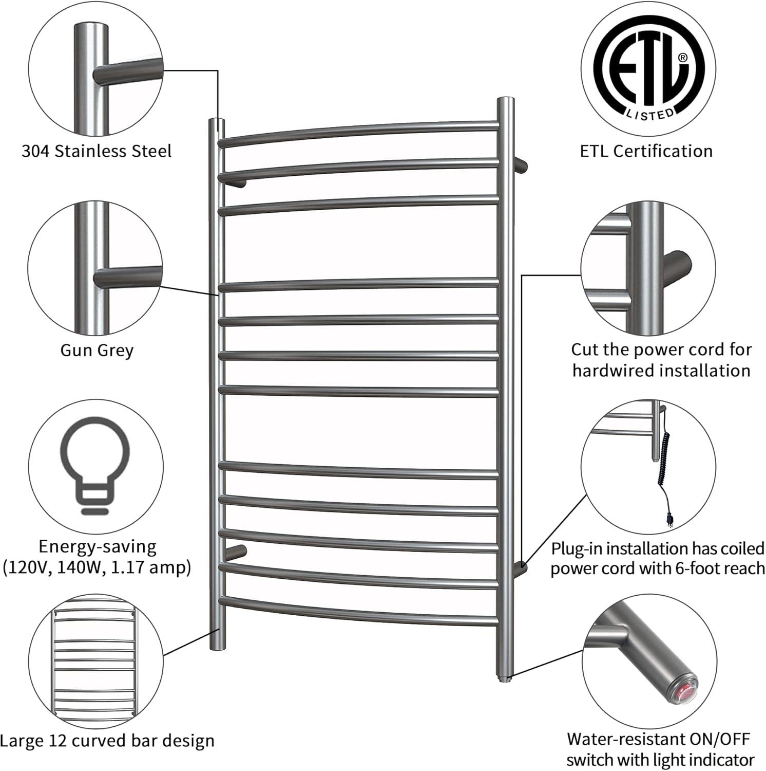 Electric Towel Warmer with Timer and Temperature Control