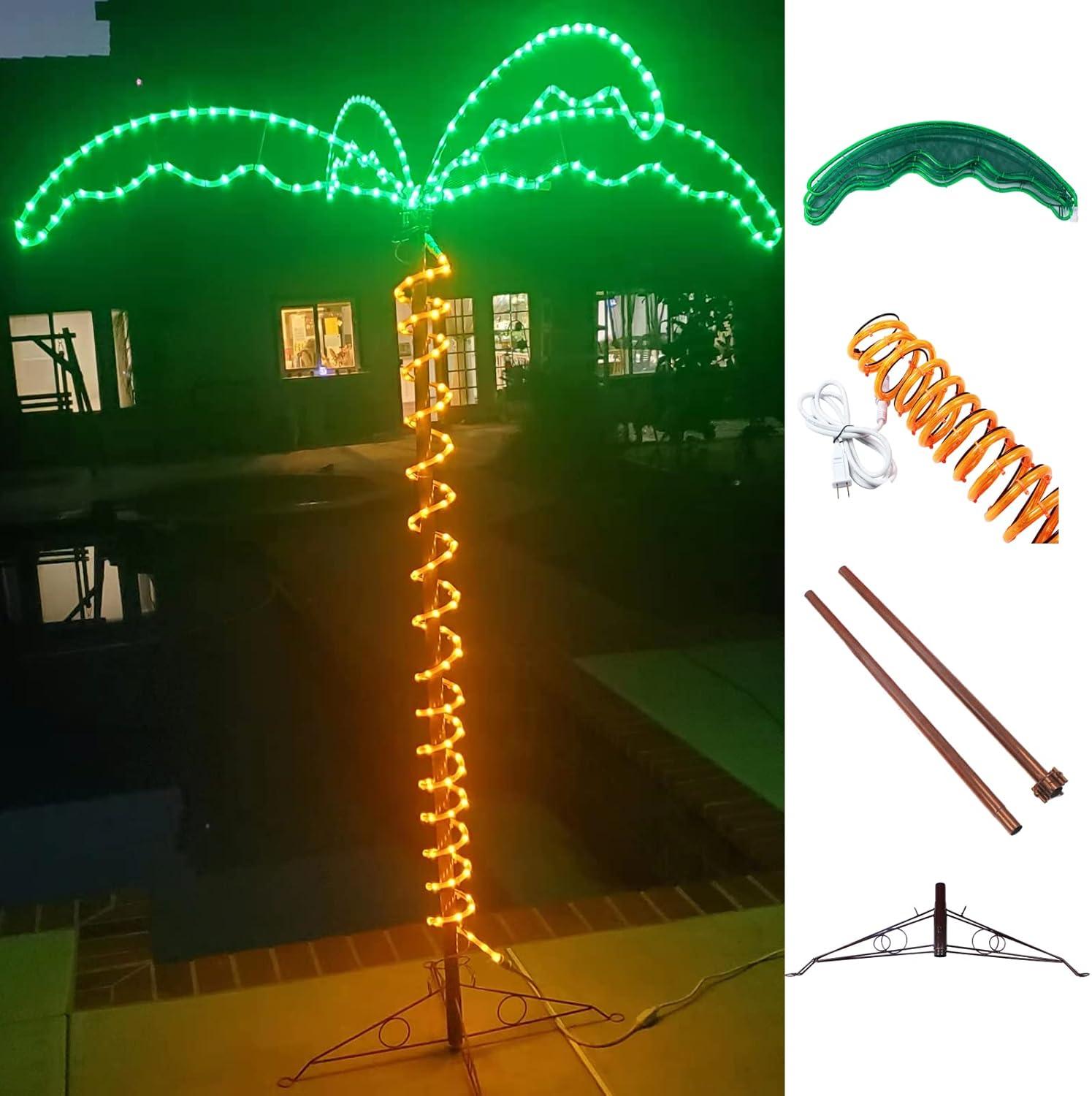 Wintergreen Lighting Holographic Lighted Palm Tree, LED, Artificial Tree, Rope Light, 7ft, Indoor/Covered Outdoor Use
