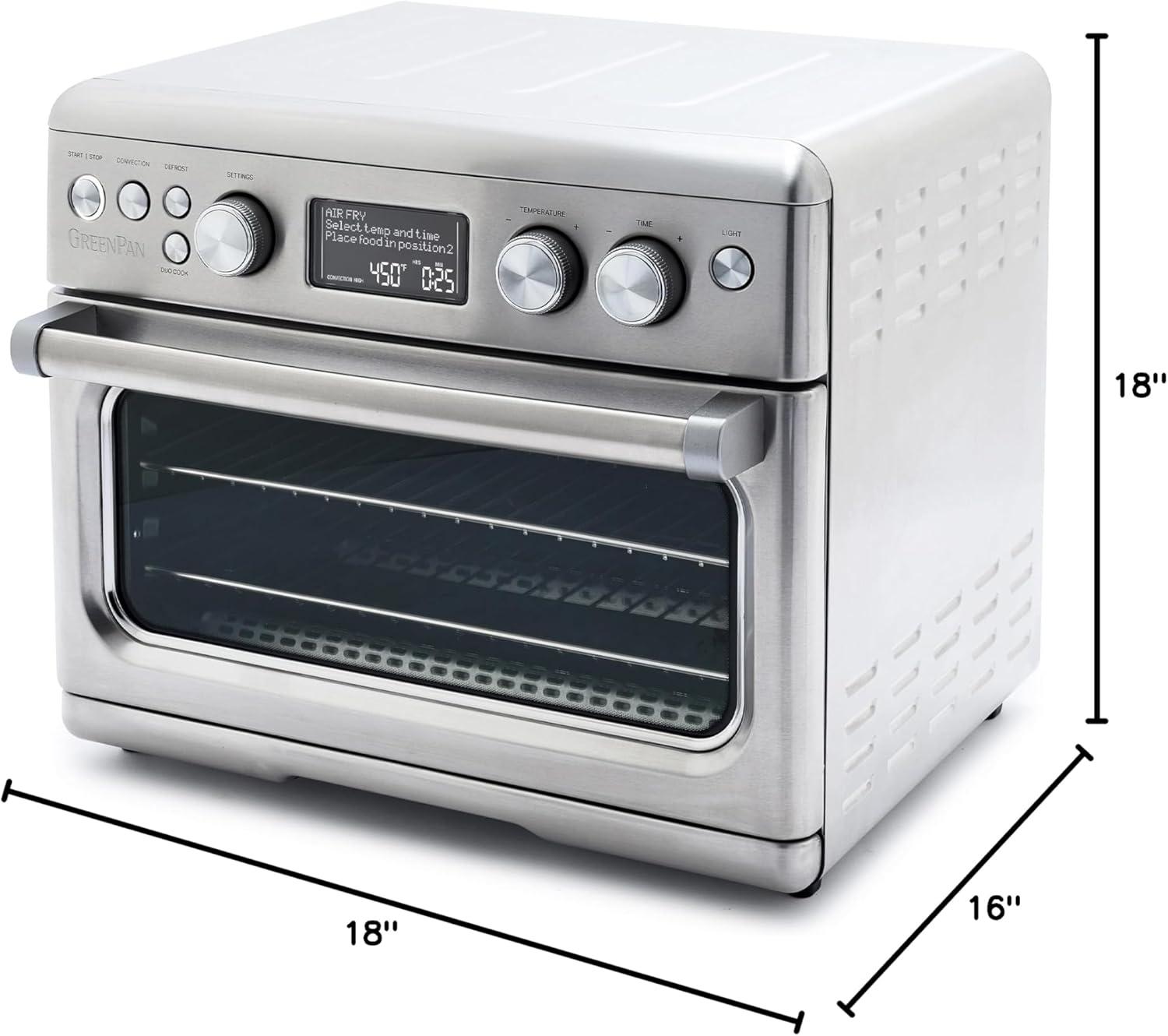 GreenPan 1 Cubic Feet Stainless Steel Convection Air Fry Oven