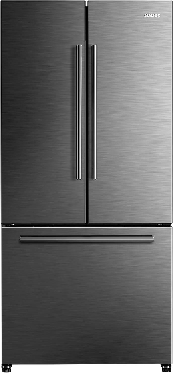 Galanz 18-Cu. ft Counter Depth 3-Door French Door Refrigerator, Stainless