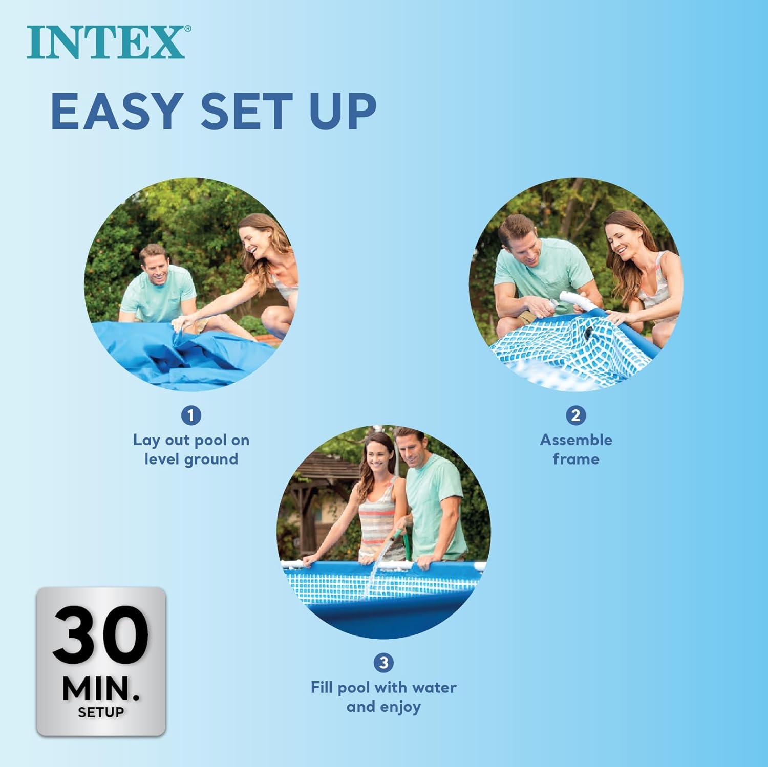 INTEX Rectangular Frame 14ft x 33in Above Ground Swimming Pool w/ Pump