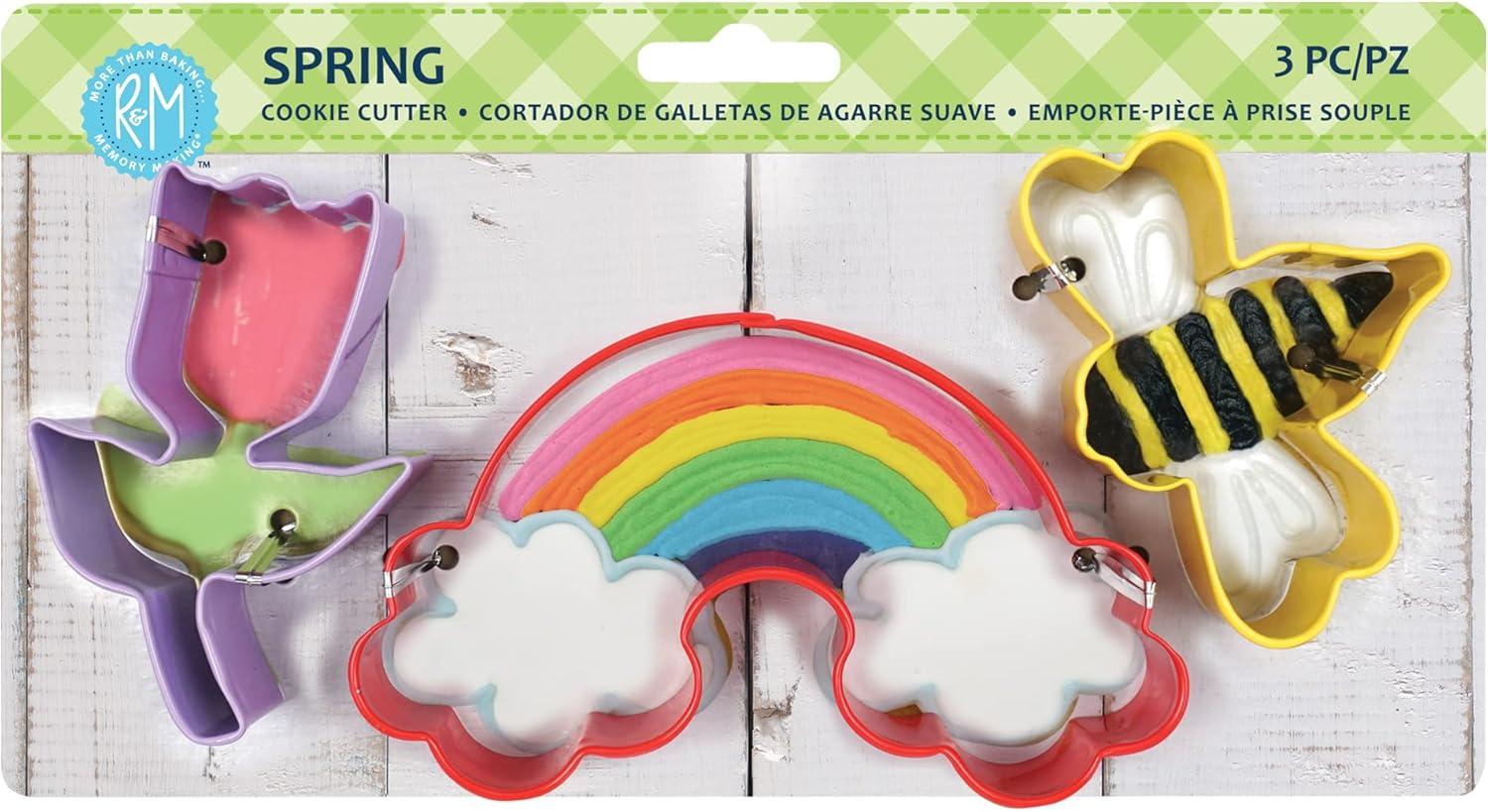 Spring-Themed Colorful Metal Cookie Cutter Set, 3-Piece