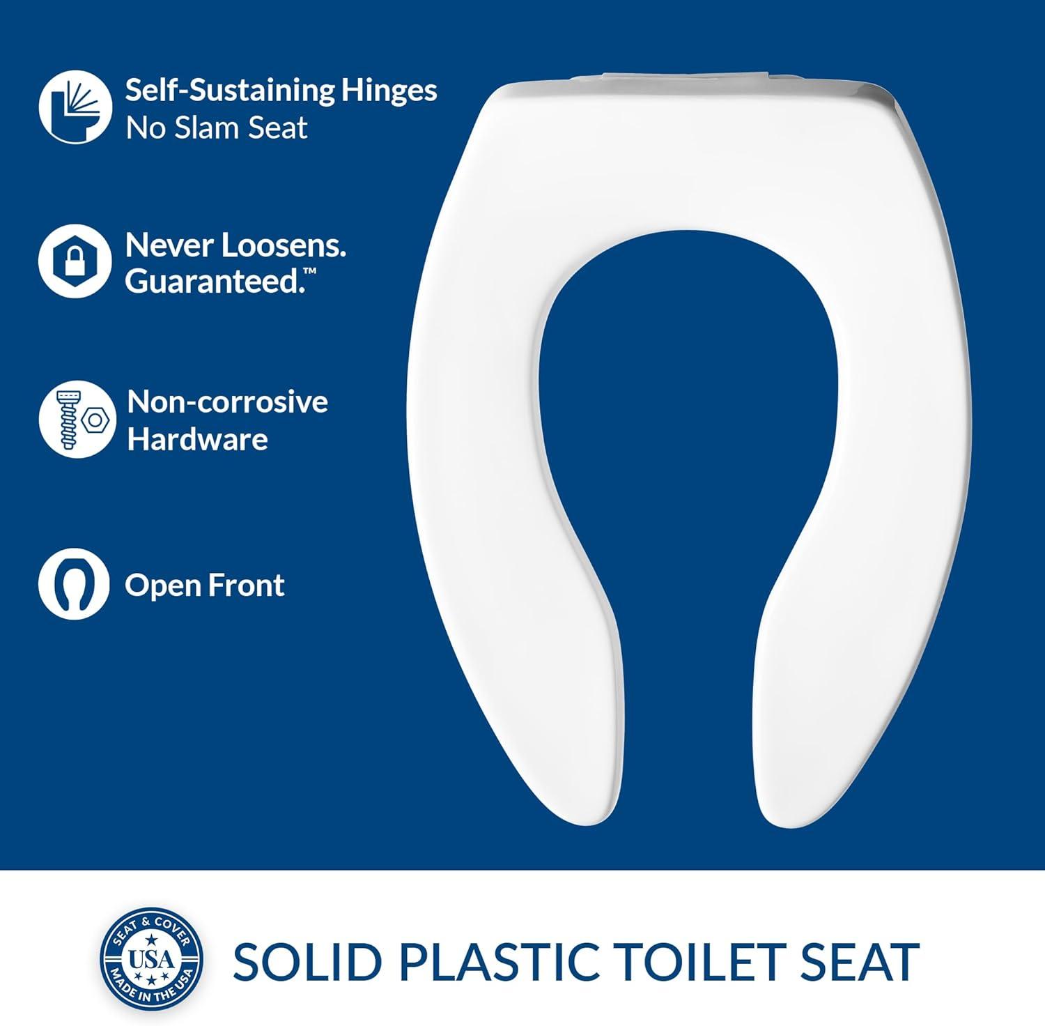 Bemis Toilet Seat,Elongated Bowl,Open Front 1655SSCT