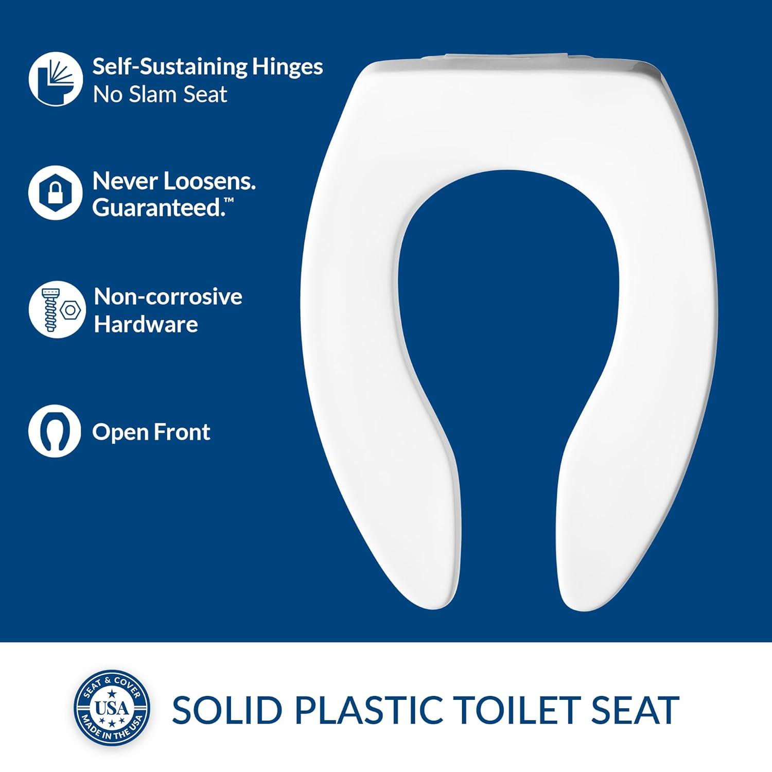 Bemis Toilet Seat,Elongated Bowl,Open Front 1655SSCT