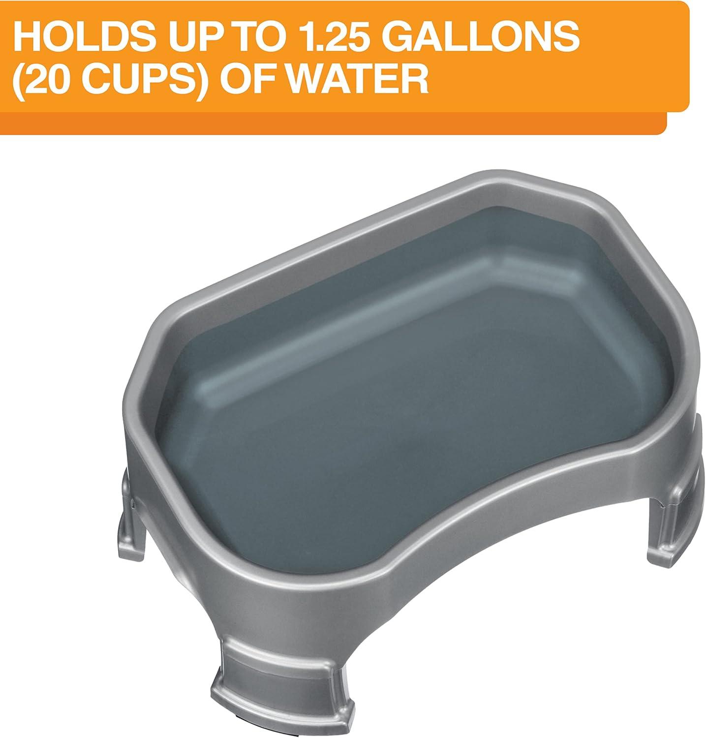 Neater Pets Big Bowl with Leg Extensions for Dogs - Raised for Feeding Comfort - Extra Large Plastic Trough Style Food or Water Bowl for Use Indoors or Outdoors, Gunmetal, 1.25 Gallon (160 Oz.)