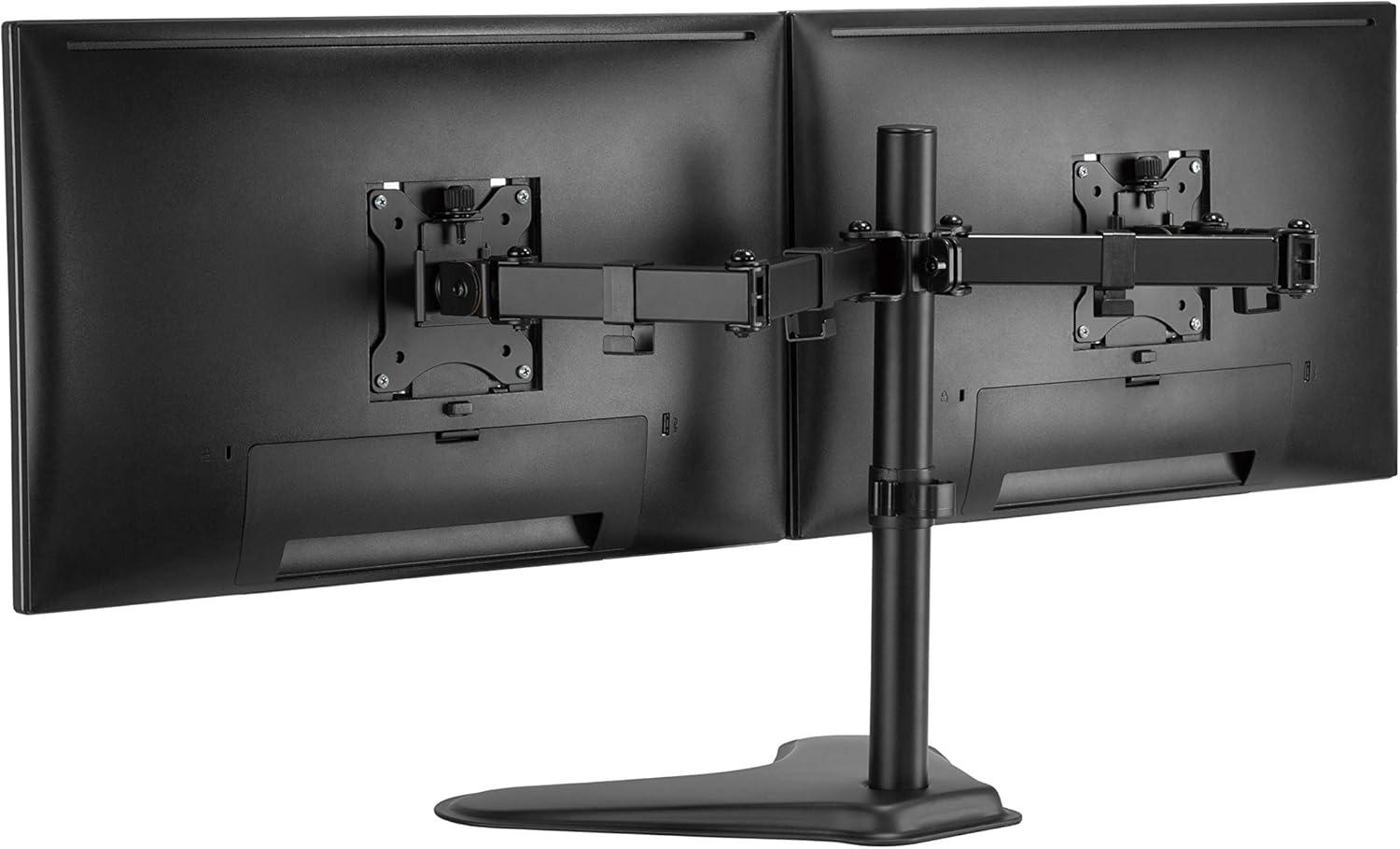 Black Steel Dual Monitor Articulating Desktop Stand