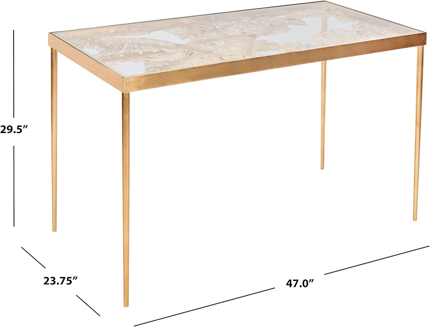 Leilani Palm Leaf Desk - Gold Leaf/Glass - Safavieh