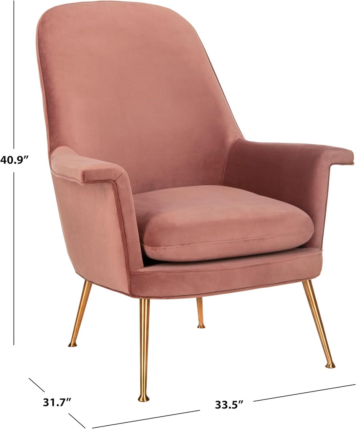 Aimee Velvet Arm Chair - SFV4701 - Dusty Rose/Gold - Safavieh Couture