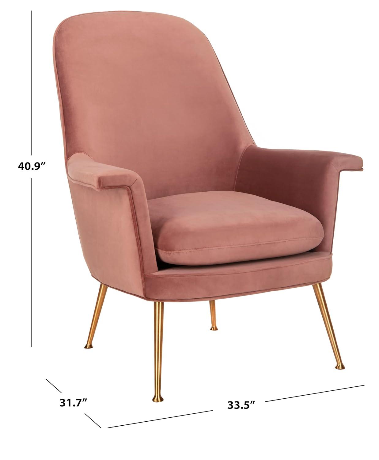 Aimee Velvet Arm Chair - SFV4701 - Dusty Rose/Gold - Safavieh Couture