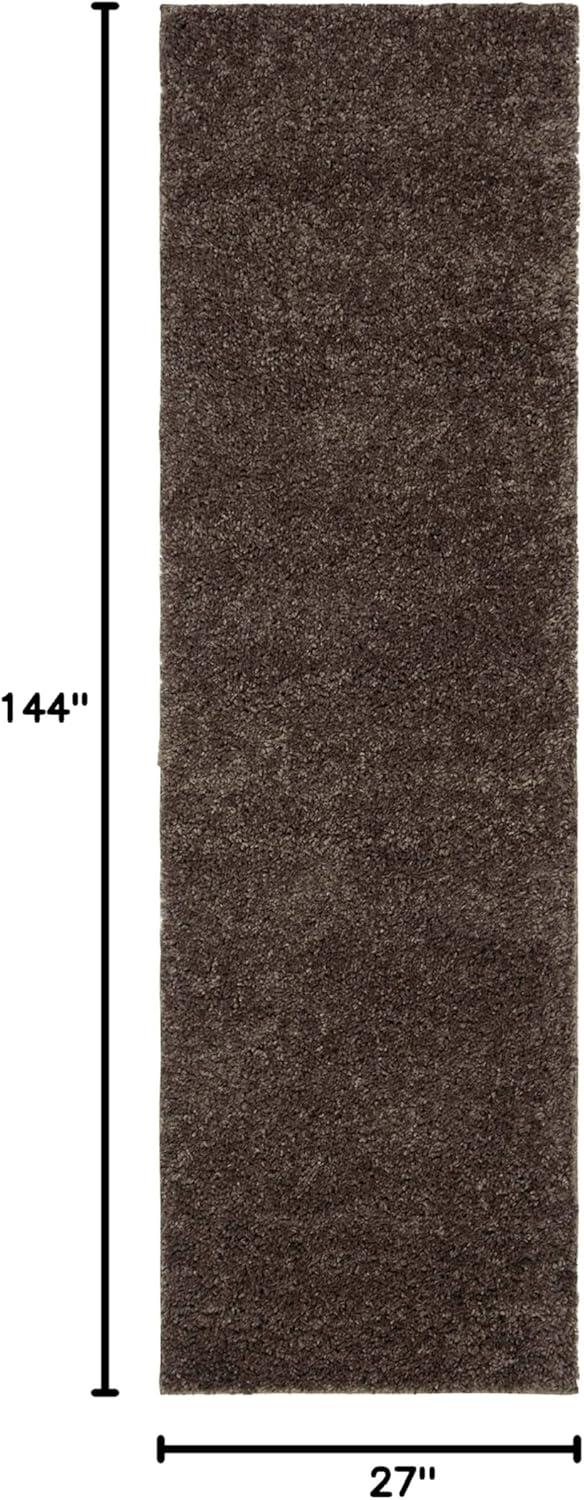 August Shag 900 AUG900 Power Loomed Indoor Runner Rug - Brown - 2'3"x12' - Safavieh