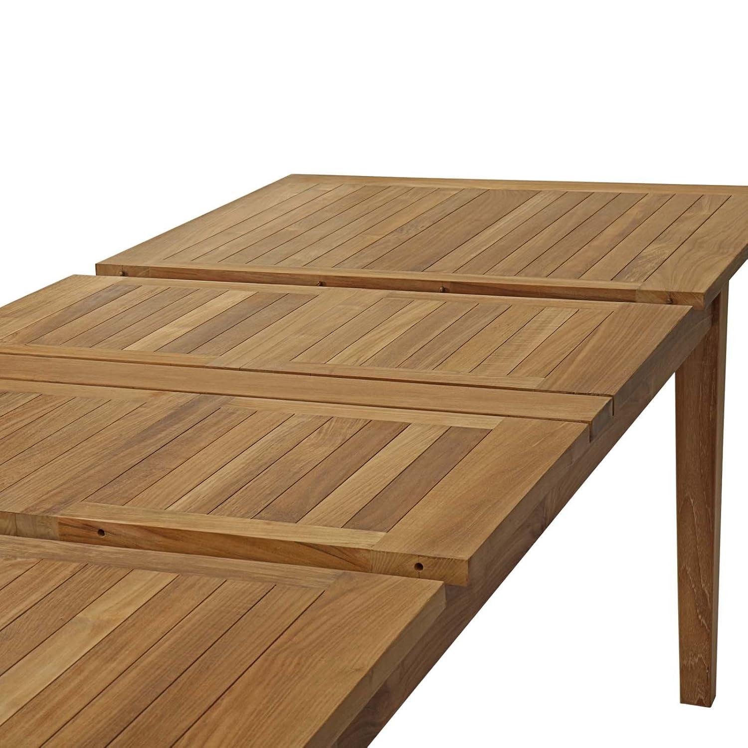 Marina Natural Teak Wood Extendable Outdoor Dining Table