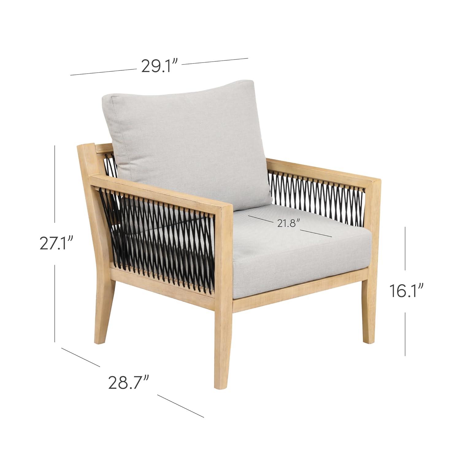 Nathan James 3pc Freya Bohemian Wood Outdoor Patio Conversation Set: Acacia Frame, UV-Resistant