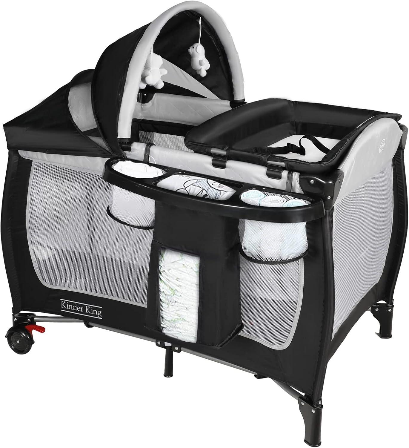AILEEKISS Portable Nursery Center Playard,  Foldable Baby Bassinet Crib for Toddlers, Unisex