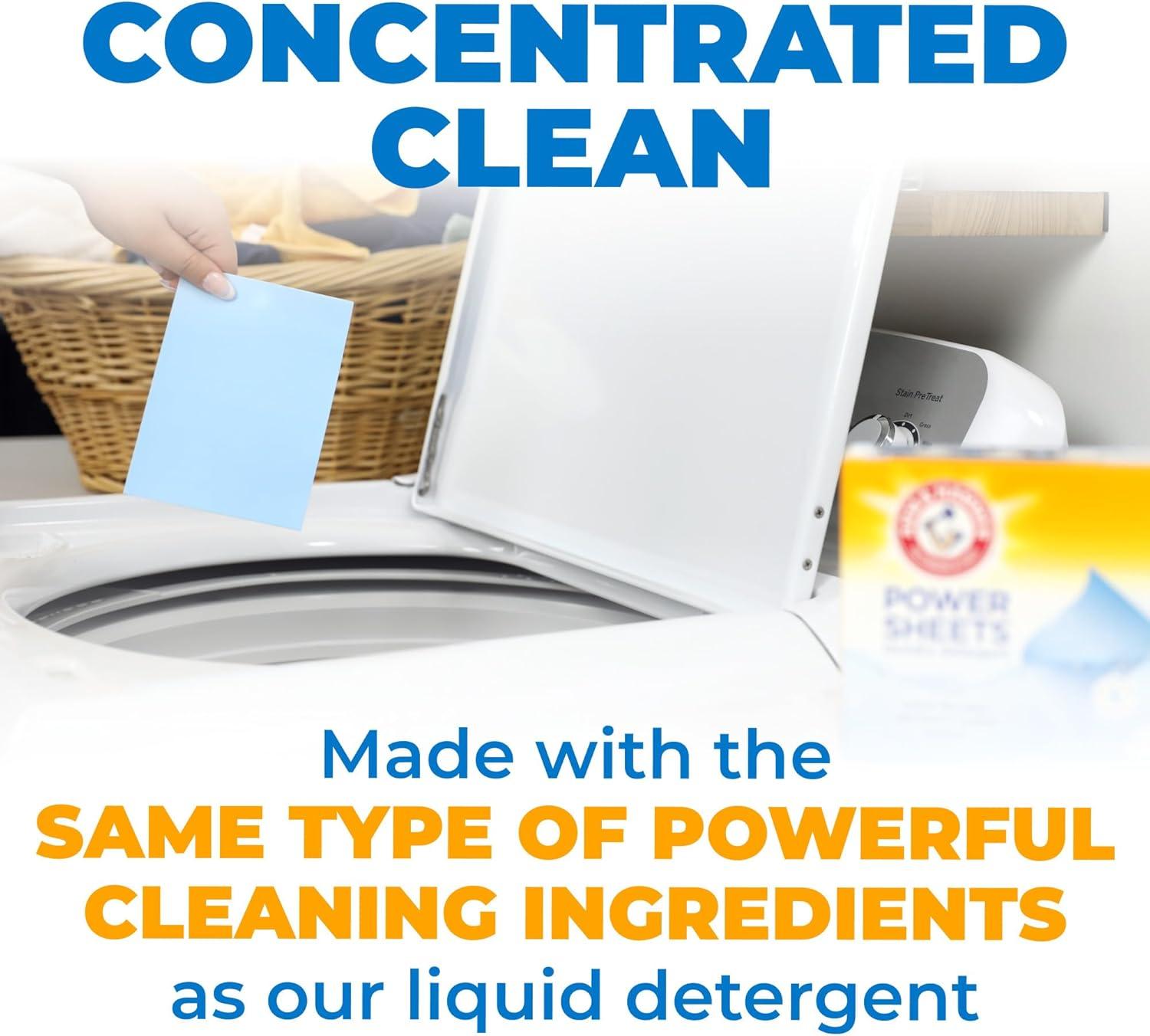 ARM & HAMMER Power Sheets Laundry Detergent Sheets, Fresh Linen, 50 Count, up to 100 Loads