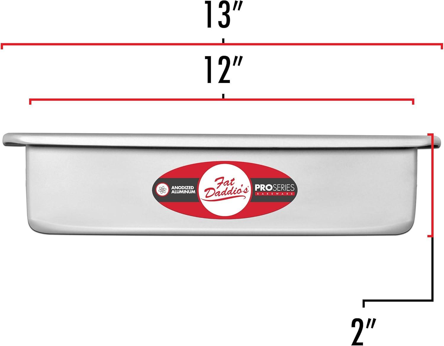 Fat Daddio's Anodized Aluminum Square Cake Pan Solid Bottom - 2" Deep -12"x12"x2"