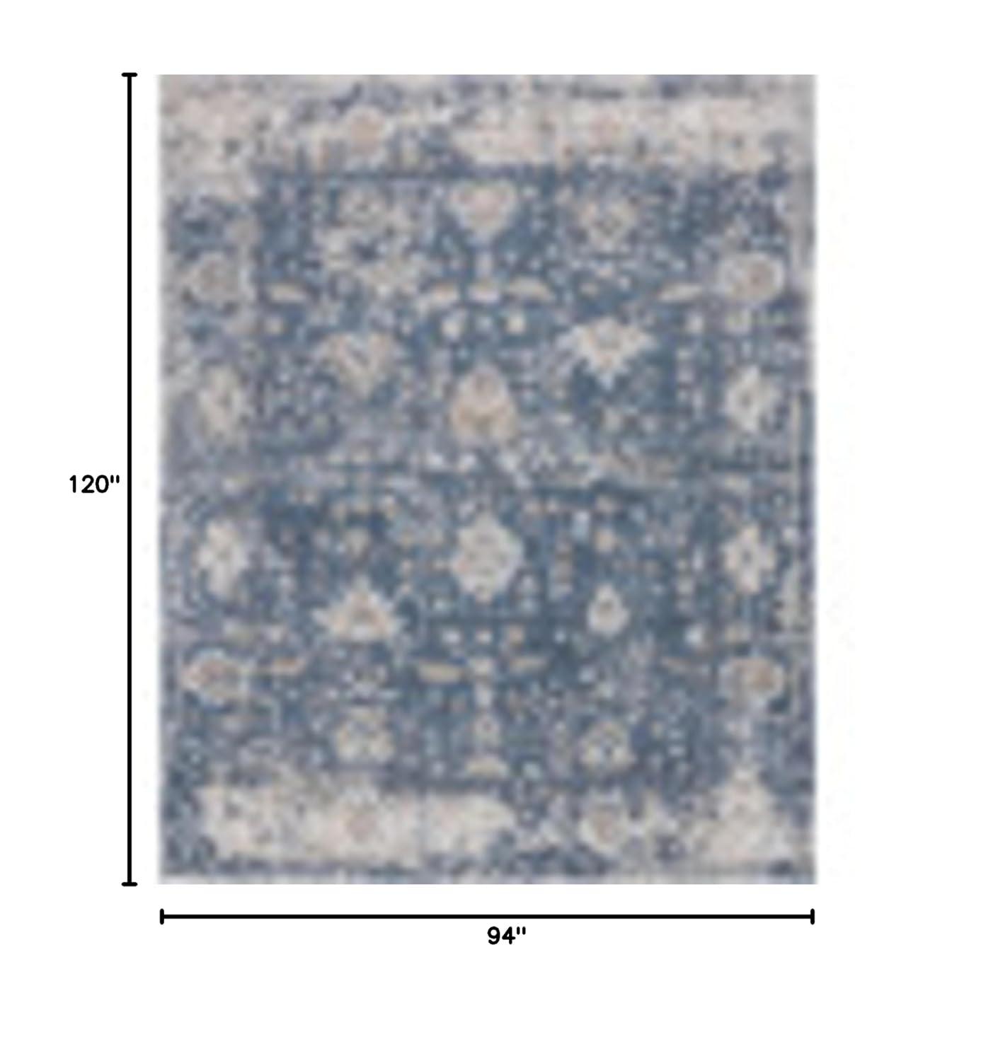 Unique Loom Portland Collection Bohemian Vintage Inspired Tone-on-Tone Design Area Rug (8' 0 x 10' 0 Rectangular, Blue/ Ivory)