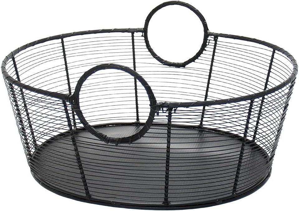 25.5" Large Hand-Woven Steel Harvest Basket: Sturdy O-Handles, Solid Base - ACHLA Designs