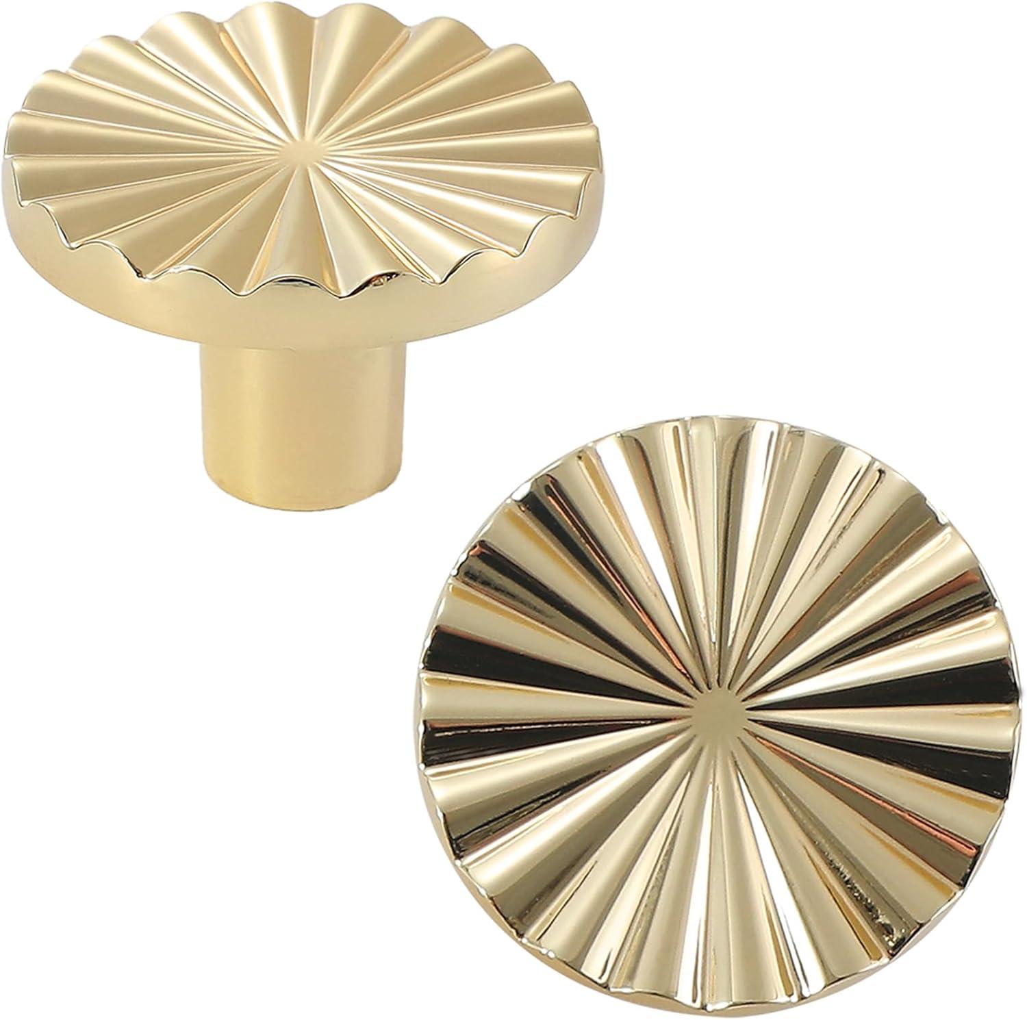 2 Pack Gold Cabinet knobs Kitchen Cabinet Pulls with Vintage Cupboard Drawers Hardware Dresser Drawer Handles Kitchen Cabinet Handles (Single Hole, 2 Pack, Brushed Gold)
