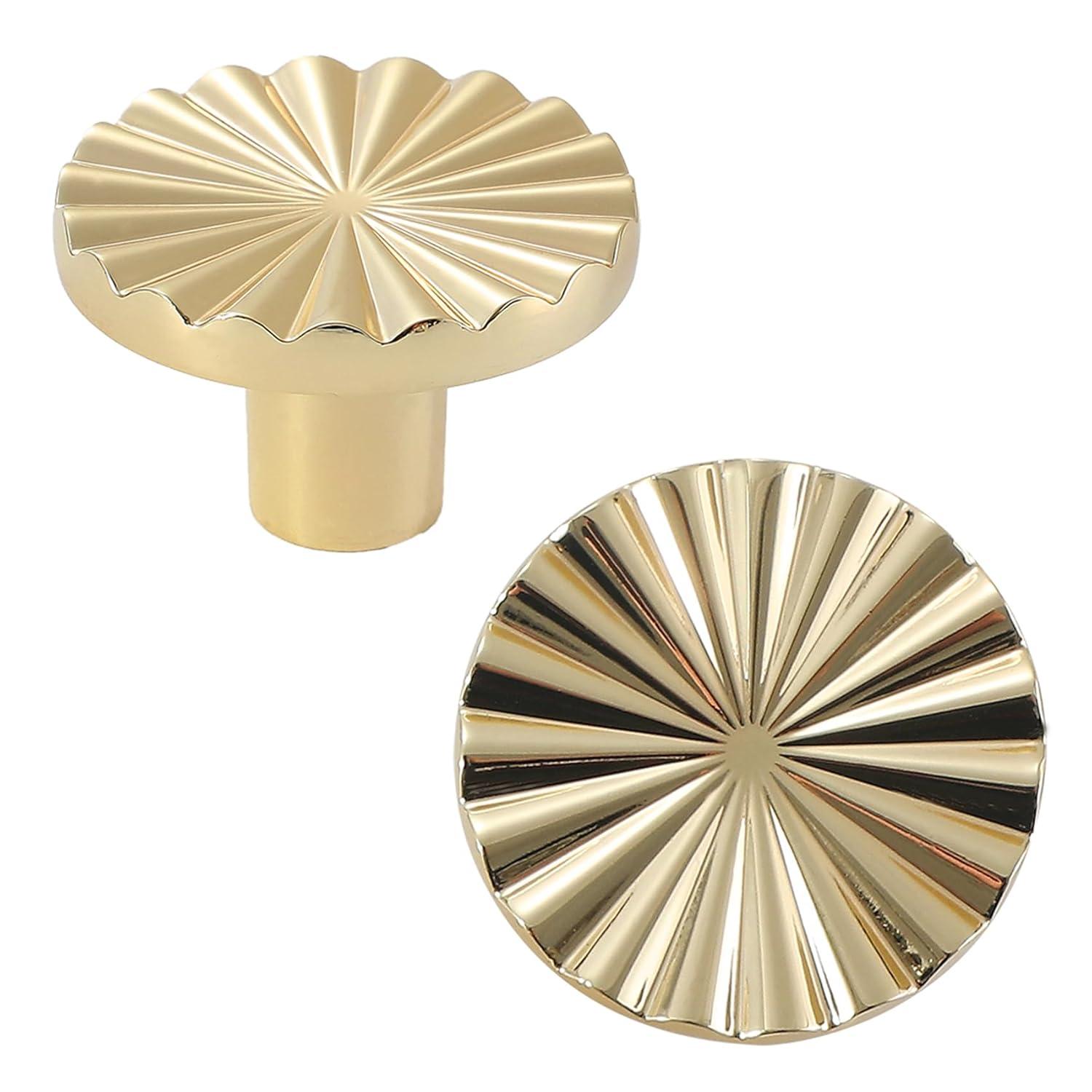 2 Pack Gold Cabinet knobs Kitchen Cabinet Pulls with Vintage Cupboard Drawers Hardware Dresser Drawer Handles Kitchen Cabinet Handles (Single Hole, 2 Pack, Brushed Gold)