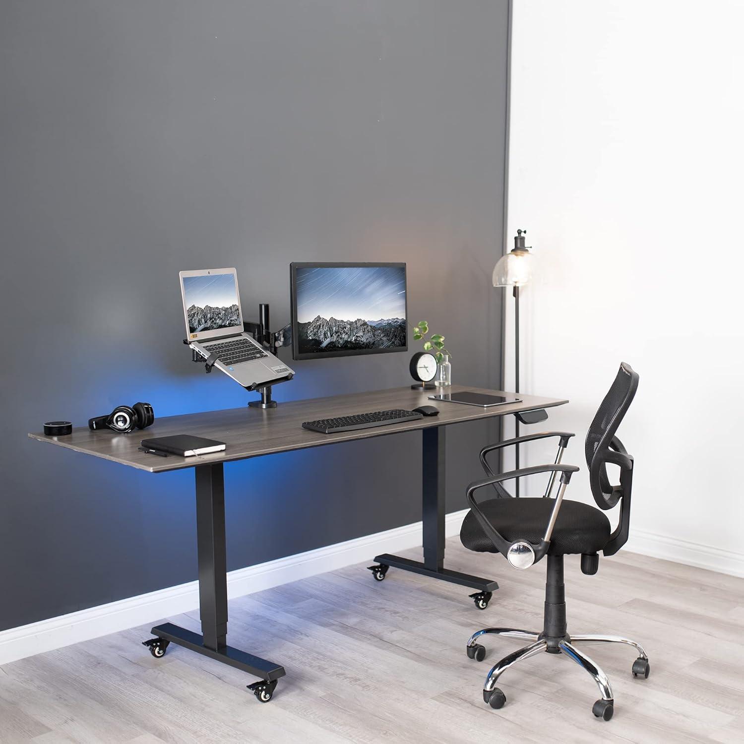 Vivo Pneumatic Adjustable Dual Arm Desk Mount for 17"-32" Monitor and 10"-15.6" Laptop