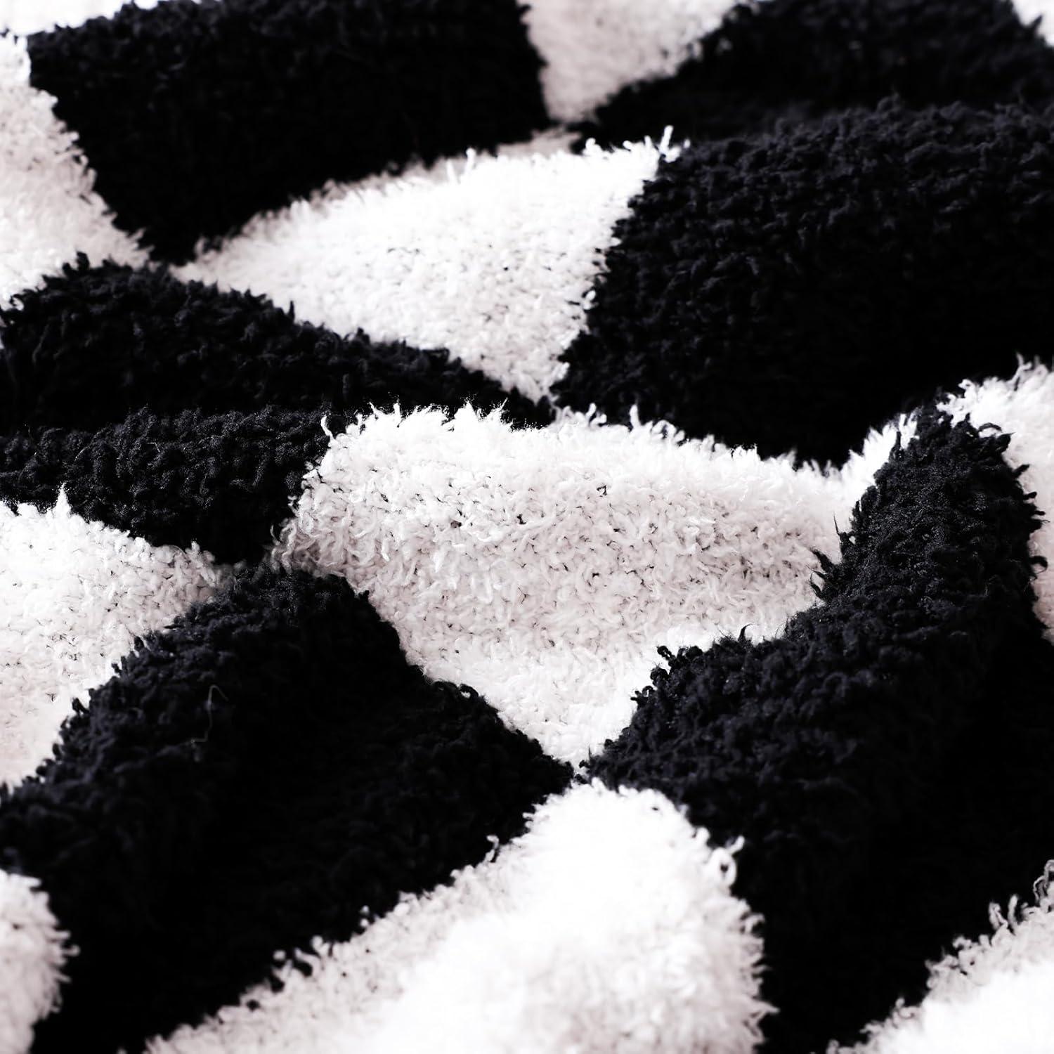 Checkered Blanket, Ultra Soft Black And White Checkered Throw Blanket, Warm Fluffy Checkerboard Blanket For Couch And Sofa