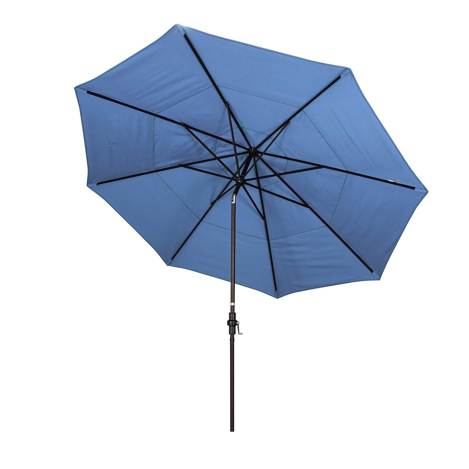 11 ft. Fiberglass Collar Tilt Double Vented Patio Umbrella in Frost Blue Olefin