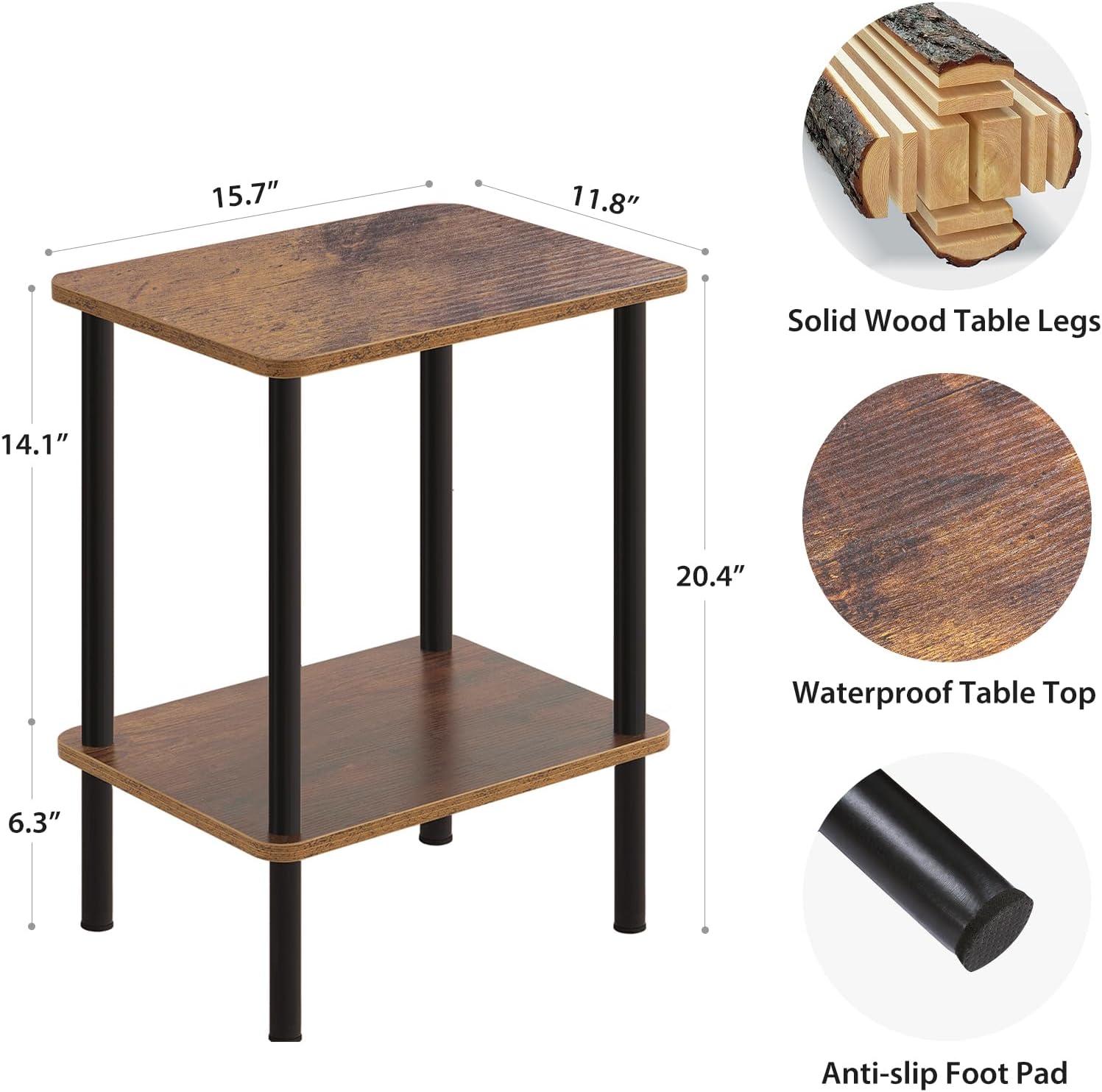 End Table, Set of 2, Side Table, Nightstand, 2-Tier Storage Shelf, Sofa Table for Small Space, Living Room, Bed Room TB01BB035