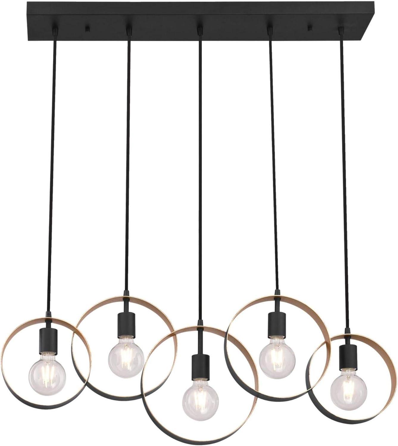 Olympus Matte Black and Textured Gold Geometric Chandelier