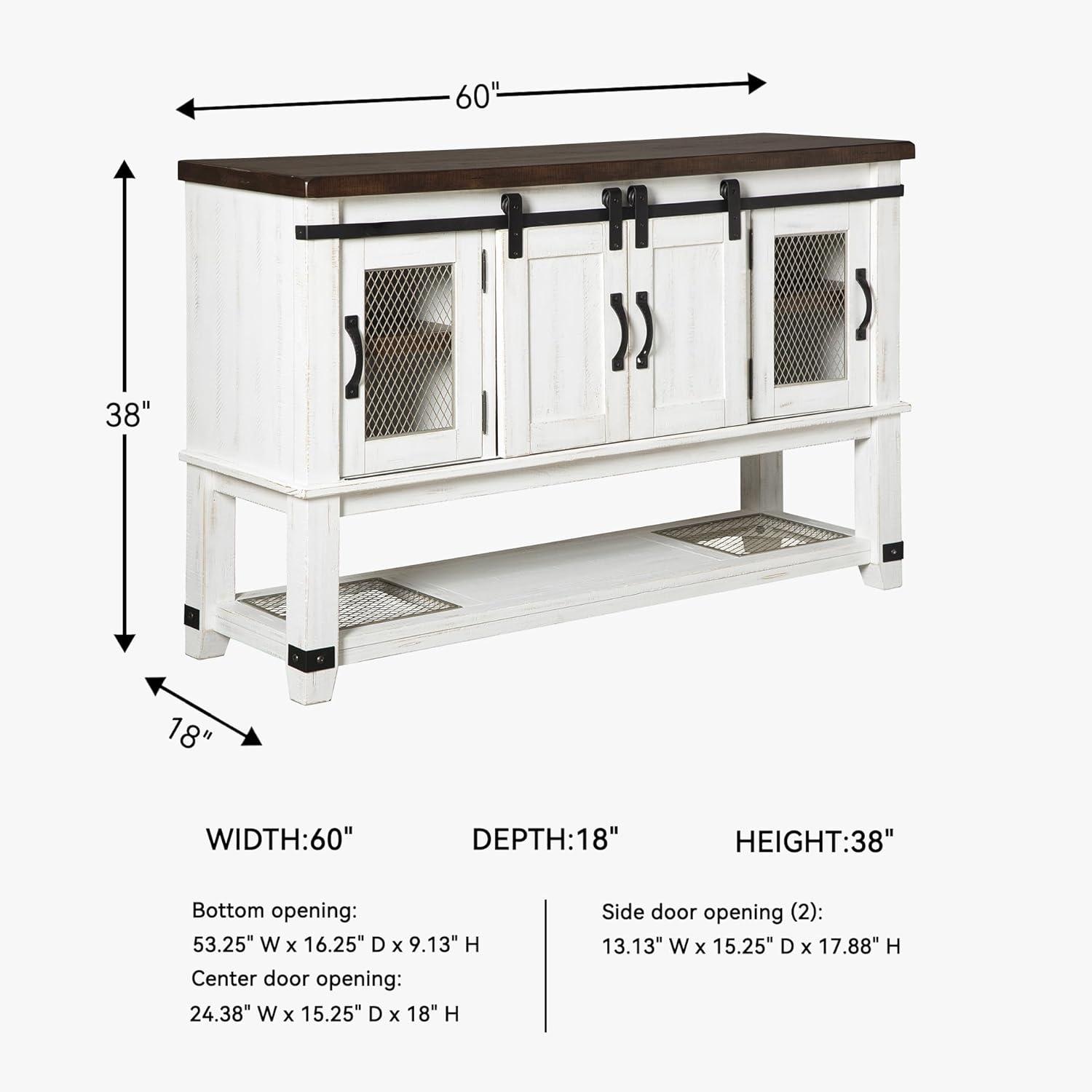 Signature Design by Ashley Valebeck Dining Server White/Brown/Beige: Rustic Farmhouse Sideboard with Adjustable Shelves