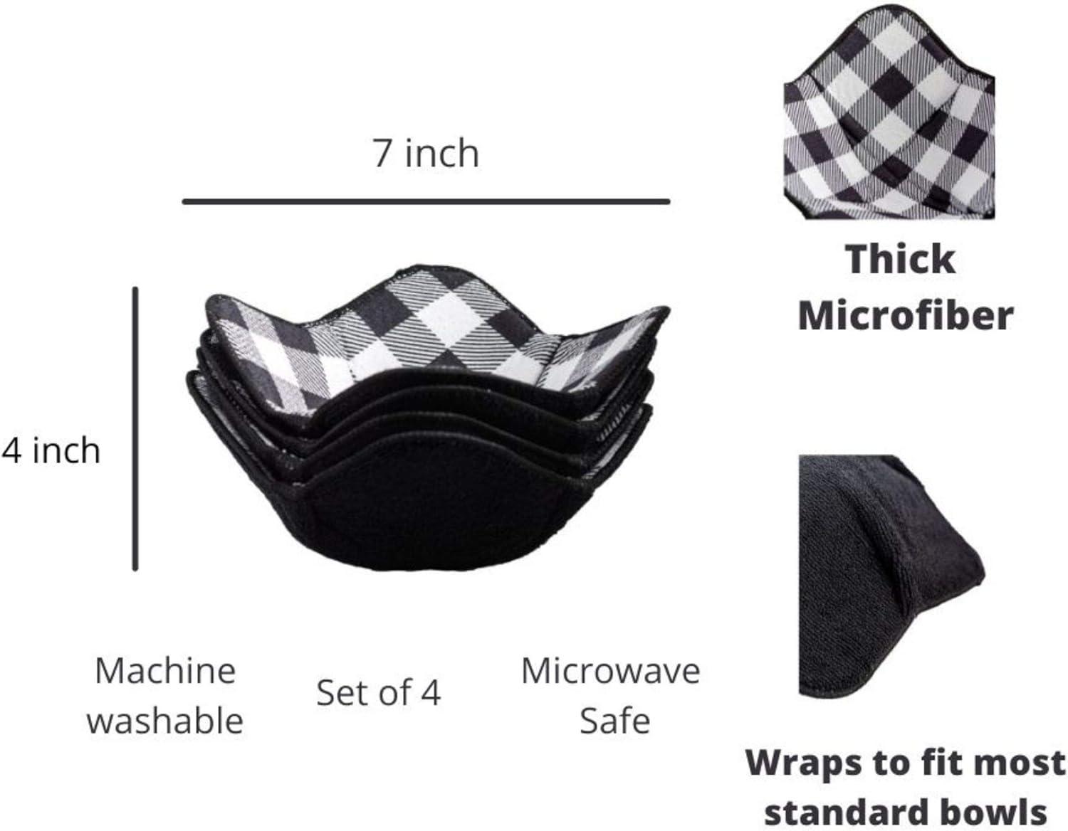 Black and White Microfiber Bowl Cozies Set of 4