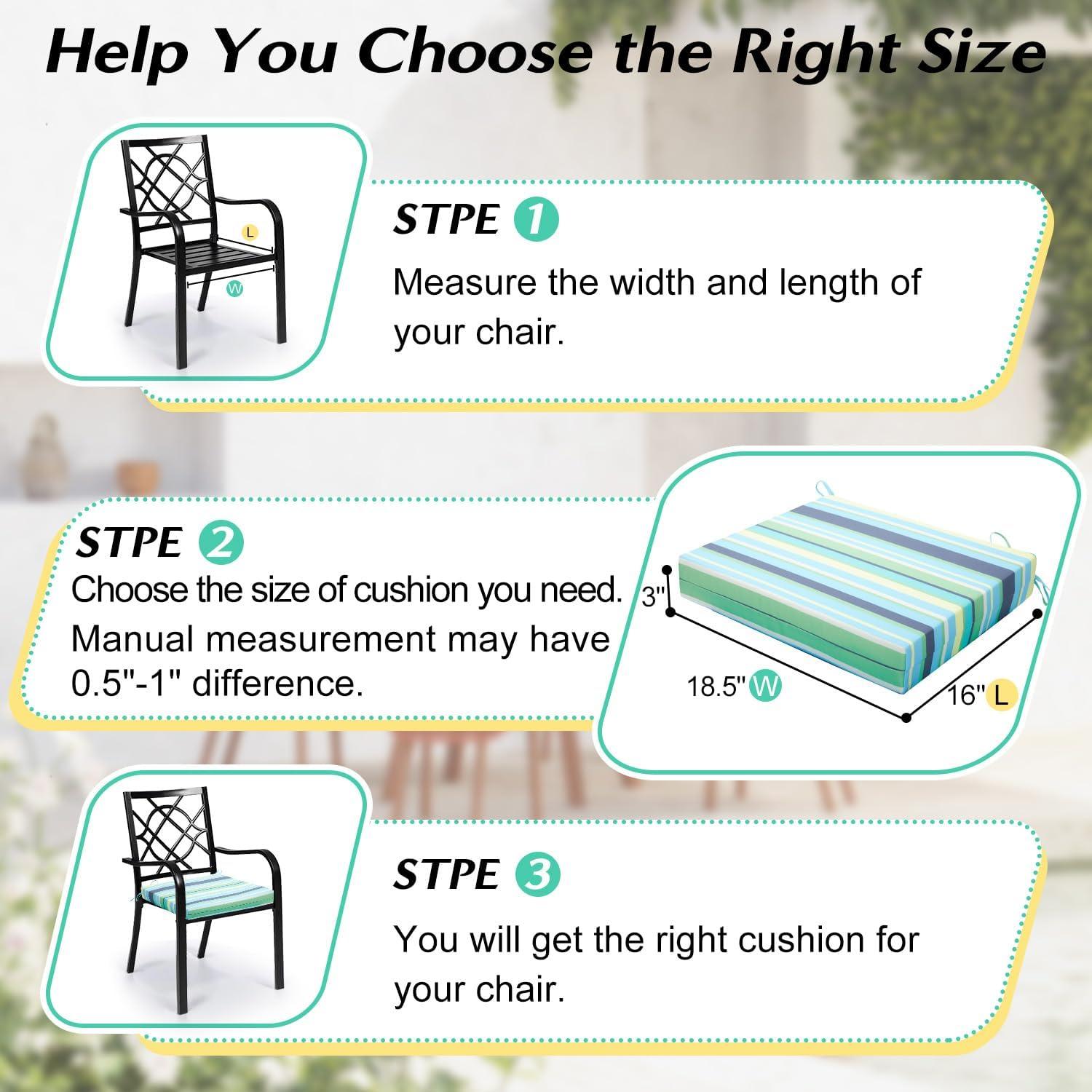 LOVTEX Outdoor Chair Cushions Set of 4, Waterproof Patio Chair Cushions with Ties, 18.5 x 16 x 3 inch, Khaki