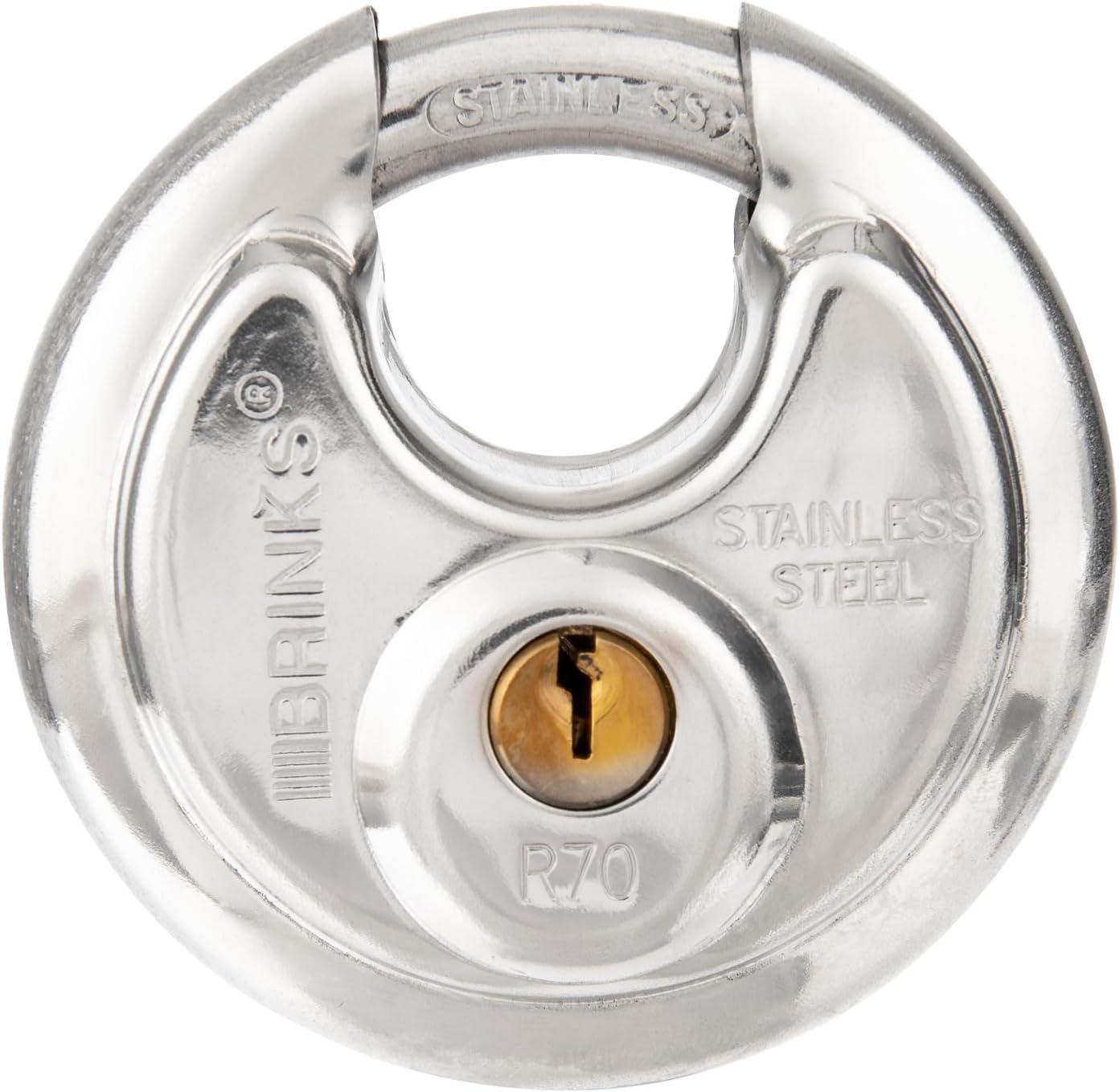 (2 pack) Brinks Commercial Stainless Steel 70mm Keyed Discus Padlock with 5/8in Shackle
