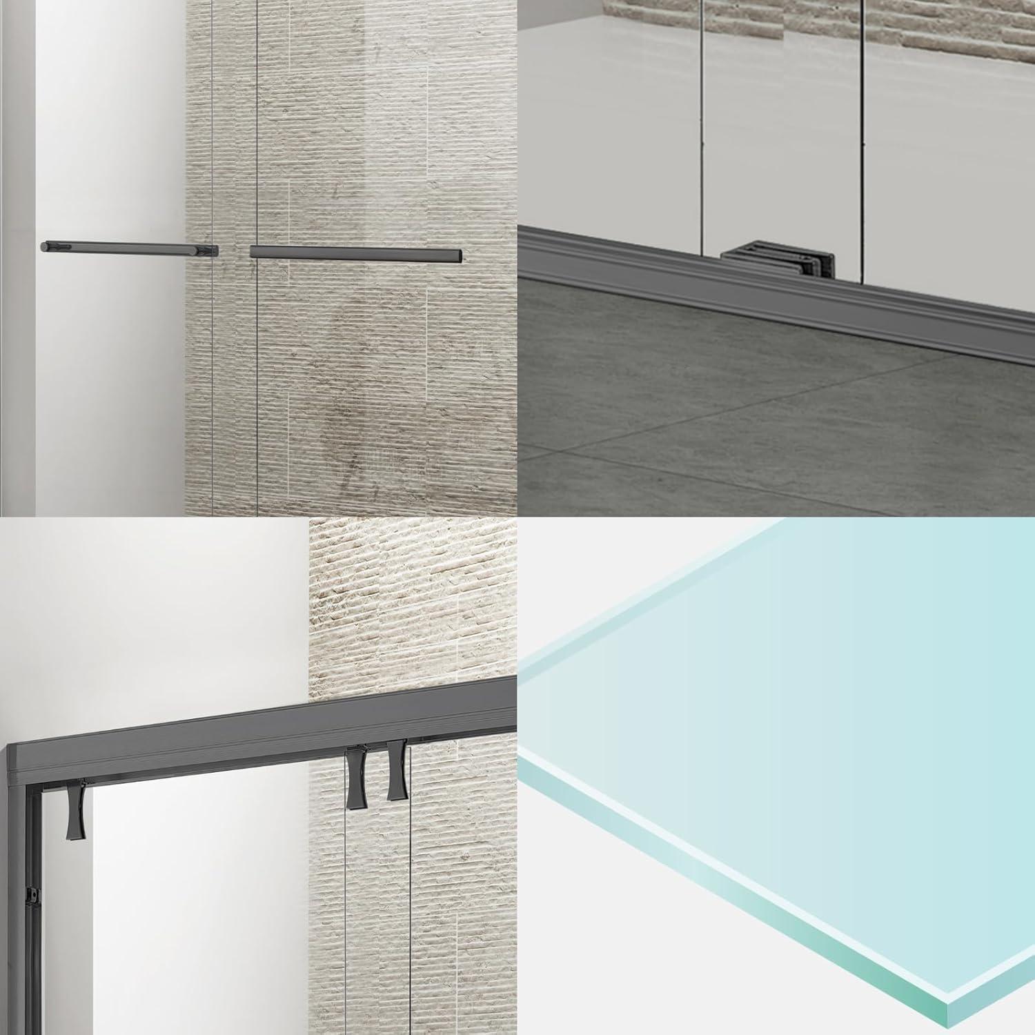 56-60 In. X 76 In Double Sliding Shower Door, 5/16 In Clear Tempered Glass Easy-Clean Coating Chrome