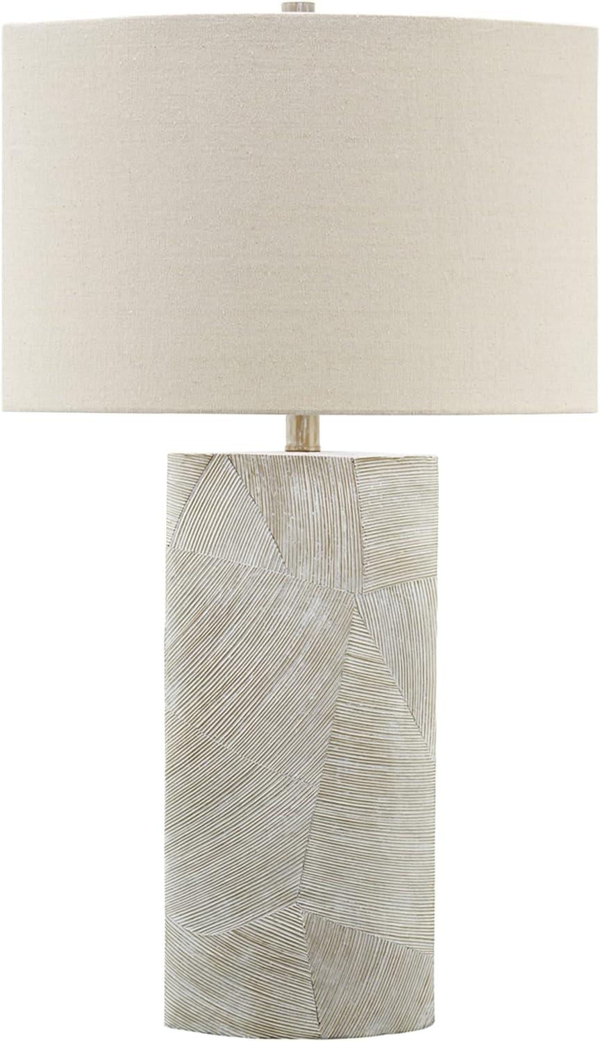 Bradard Contemporary Beige & Brown Resin Table Lamp Set